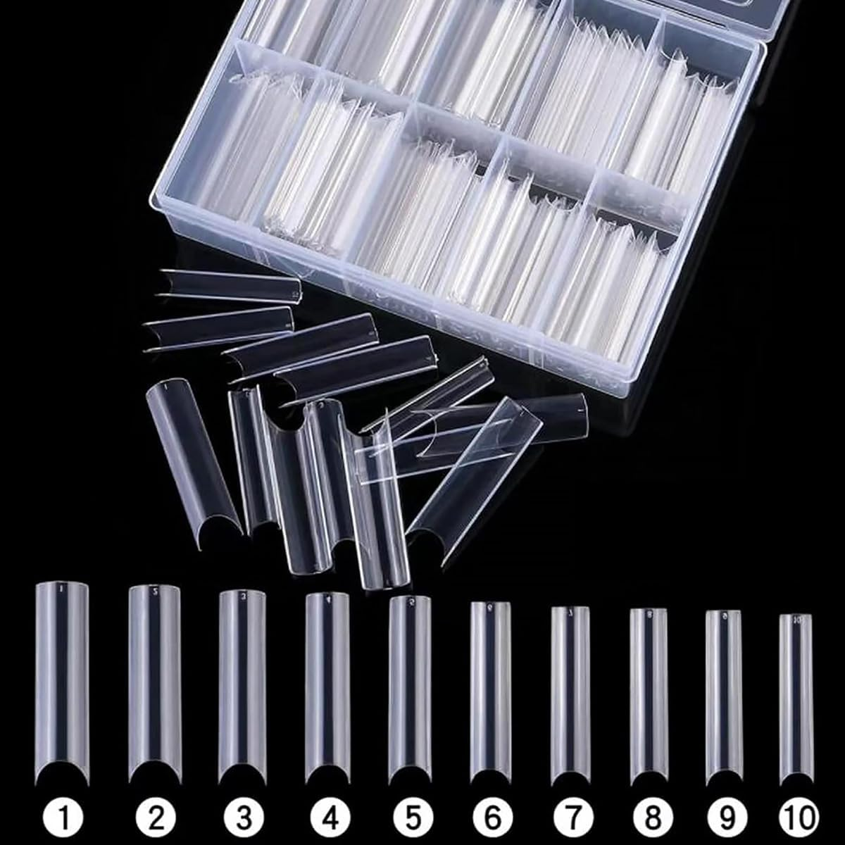 200 Pcs Clear Nail Tips Long Straight Square Nail Tips for Nail Salons and DIY Nail Salon (Clear, 1Pc) image number 2