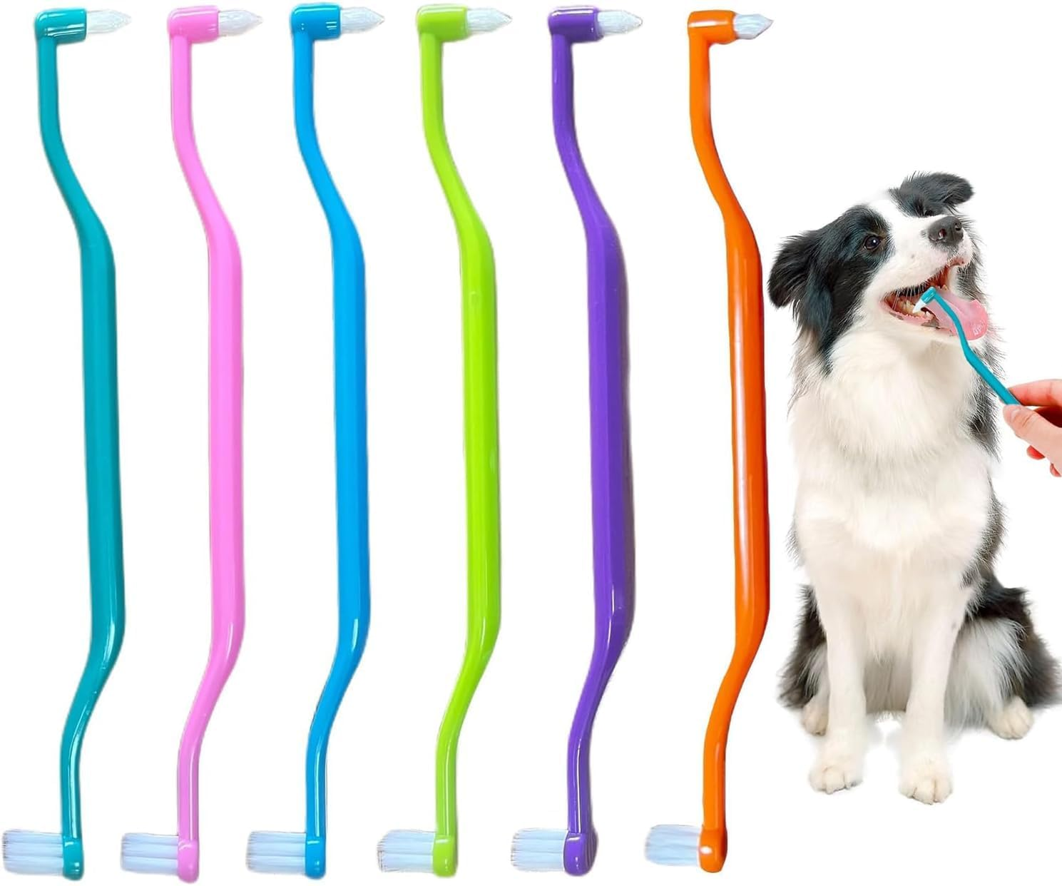 Double Headed Dog Cat Pet Toothbrush Long Handle Dog Tooth Brush, 6Pcs Dual Sided Cat Toothbrushs with Micro Brush Head,Double-Headed Toothbrush Long Handle Tooth Brush Soft Bristle Pet Tooth Brush image number 6