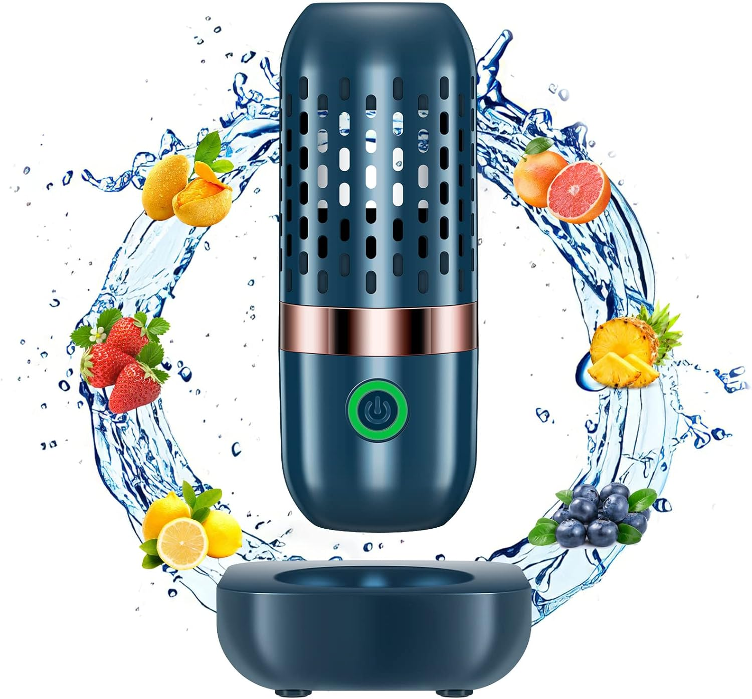 Fruit and Vegetable Washing Machine,Portable Fruit Cleaner Device, Food Fruit Purifier with USB Charging Base for Cleaning Fruit, Vegetable, Rice, Meat (Bule) image number 1