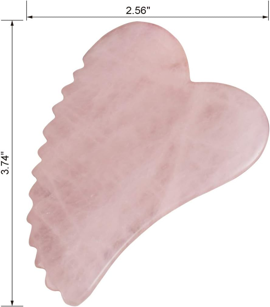 Gua Sha Facial Tool with Comb Edge - Rose Quartz Scraping Massage Board for SPA Acupuncture Therapy (Heart Shape) image number 2