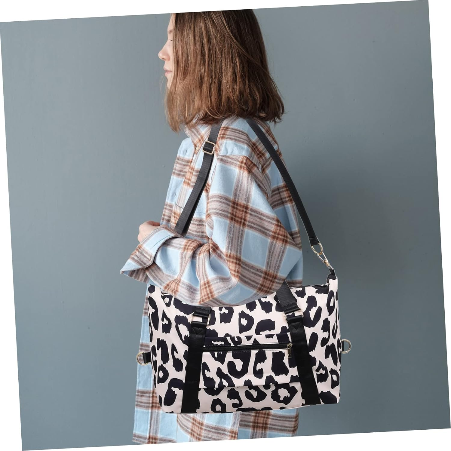 Abaodam Large Capacity with Cow Pattern Shoulder Strap for Short Trips Fitness Business and Camping image number 1