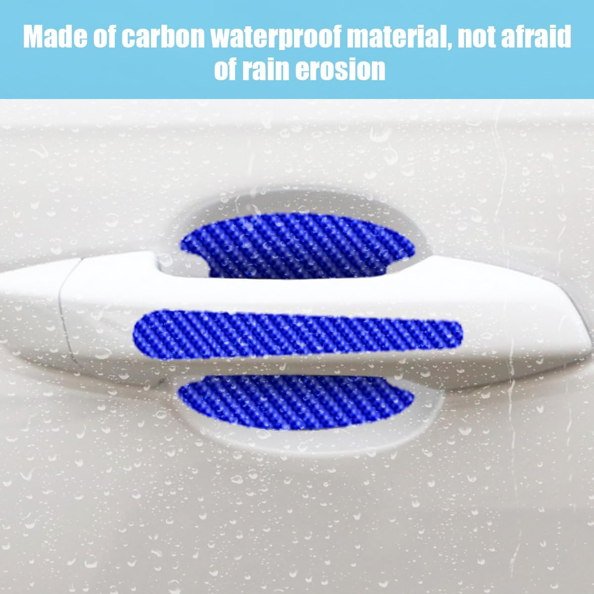 8PCS Car Door Handle Scratch Protectors, Carbon Fiber Car Door Handle Bowl Sticker, Universal Auto Doors Handles Paint Guard Cover, Doors Handles Cup Protective Film for Cars (Blue) image number 6