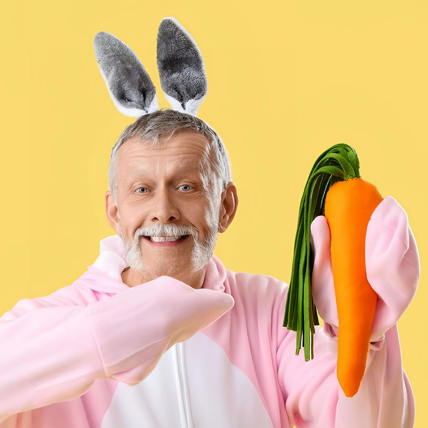 HATOTO Bunny Headband Easter Hair Bands for Women Girls Kids, Cute Plush Rabbit Ears Hair Accessories Non Slip Headbands Easter Day Party Decoration Supplies - 4. Grey image number 5