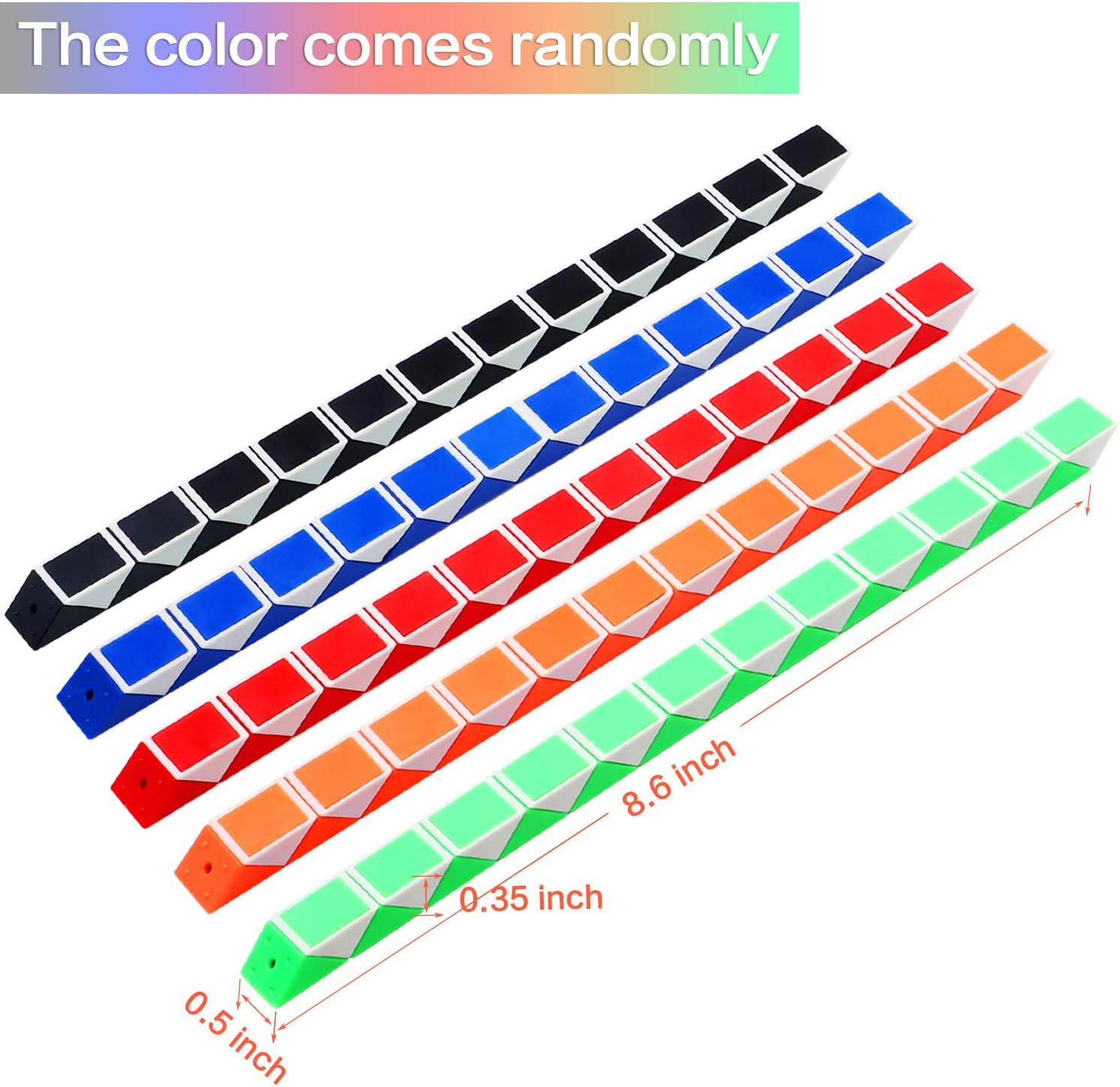 9 Pack 24 Blocks Magic Speed Cubes, Mini Snake Cube, Mini Plastic Puzzle Cube Toy for Kids Party Bag Fillers, Party Supplies, Random Color image number 1