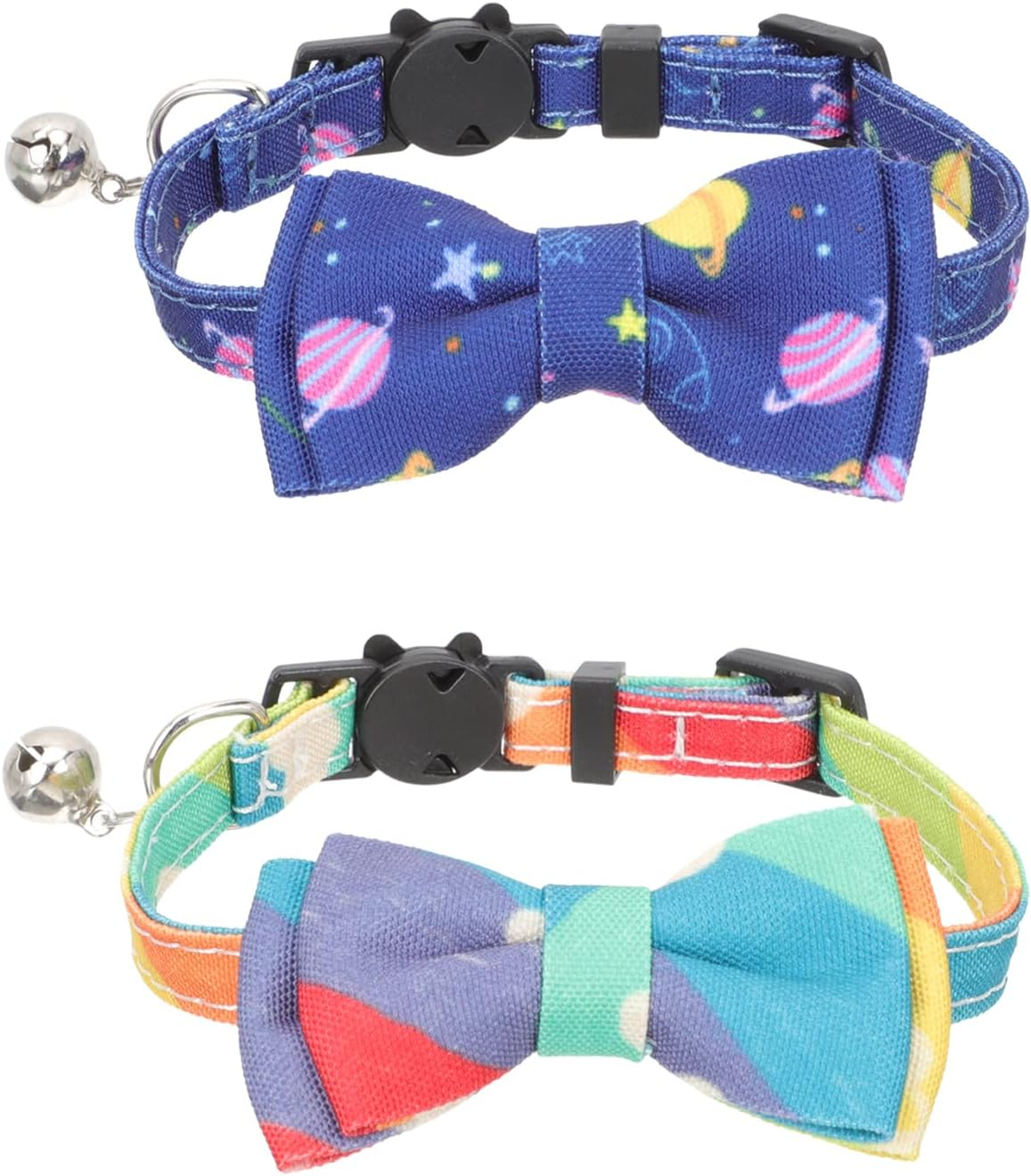 LUOZZY 2 Pcs Cat Bow Knot Collar Adjustable Kitten Collar with Bell Cartoon Pet Neck Strap Supplies Cat Neck Decor