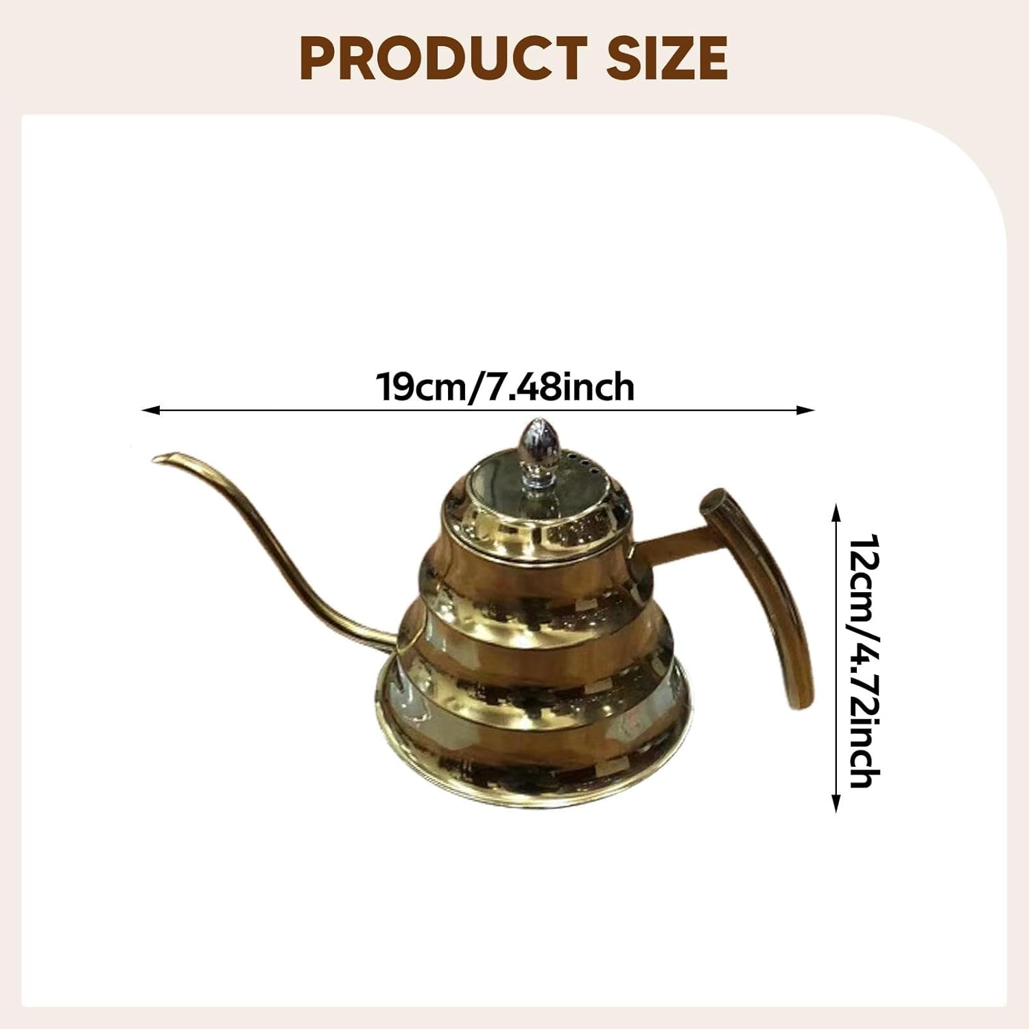 AFXGUSD Coffee Kettle Stainless Steel Gooseneck Drip Kettle Pour over Filtered Teapot Long Spout Pot for Tea Espresso Suitable for Gift Giving Home, Gold - Sliver image number 6