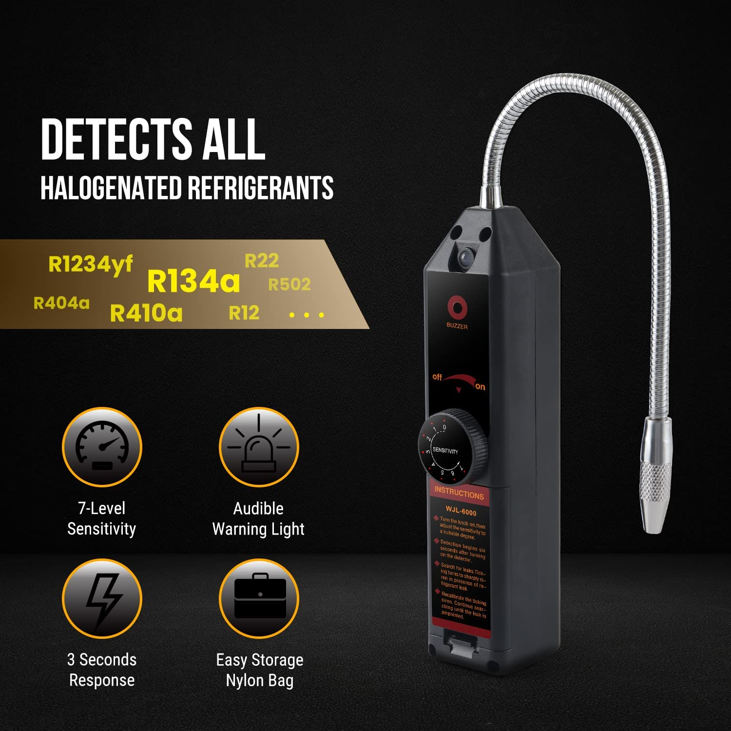 Lichamp AC Leak Detector Kit Automotive, Refrigerant Freon Leak Detector with AC UV Light and Protective Glasses, LB01 image number 1