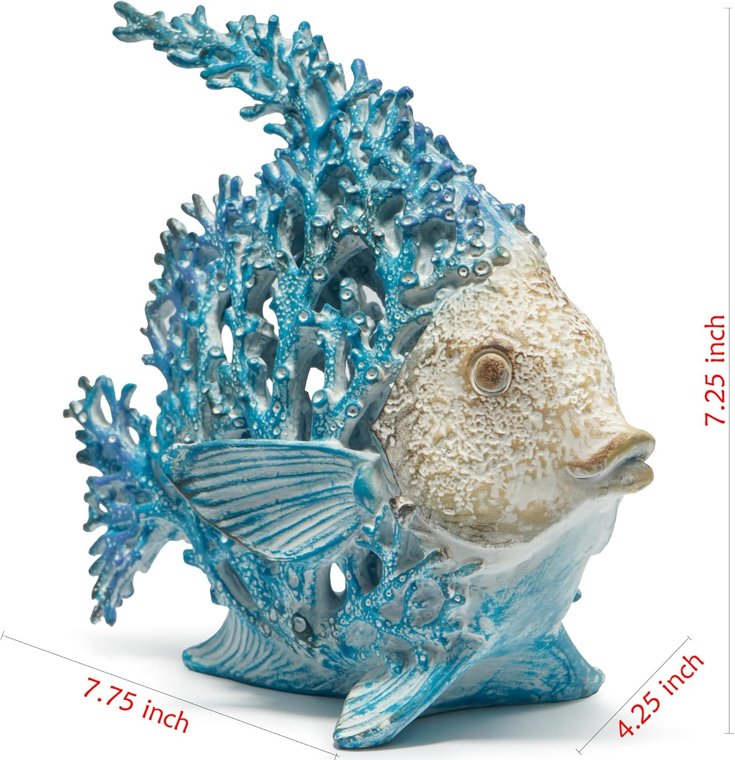 Hodao Sea Coral Fish Figurines Decoration Summer Beach Coastal Decor Coral Reef Angelfish Home Office Desk Decor Statues for Tabletop Shelf Bathroom Decoration Ornament Gifts for Mom (Blue)