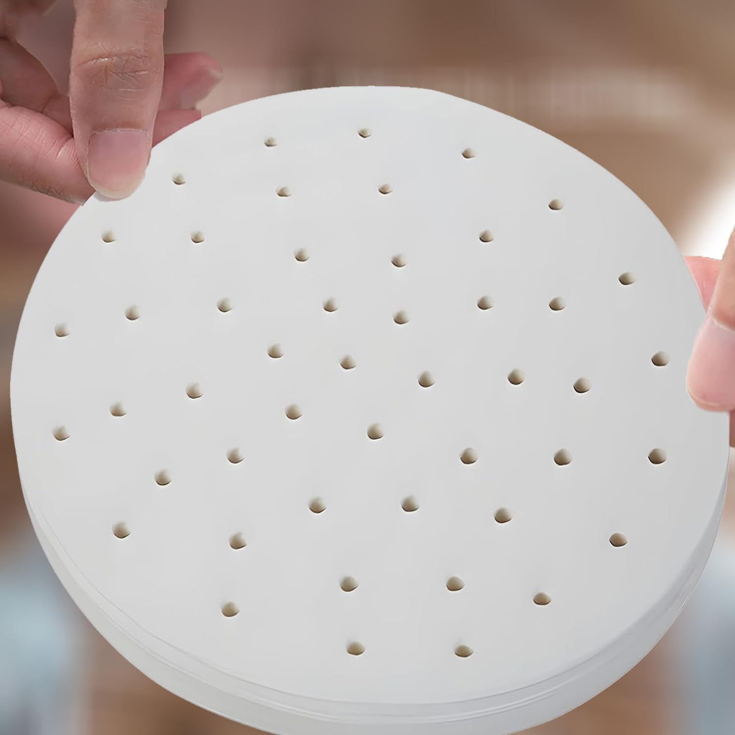 200Pcs round Bamboo Steamer Pieces of Dumpling Paper,10In/25.4Cm Steamer Liner with Holes, Paper Parchment Paper for Air Frying and Baking image number 3