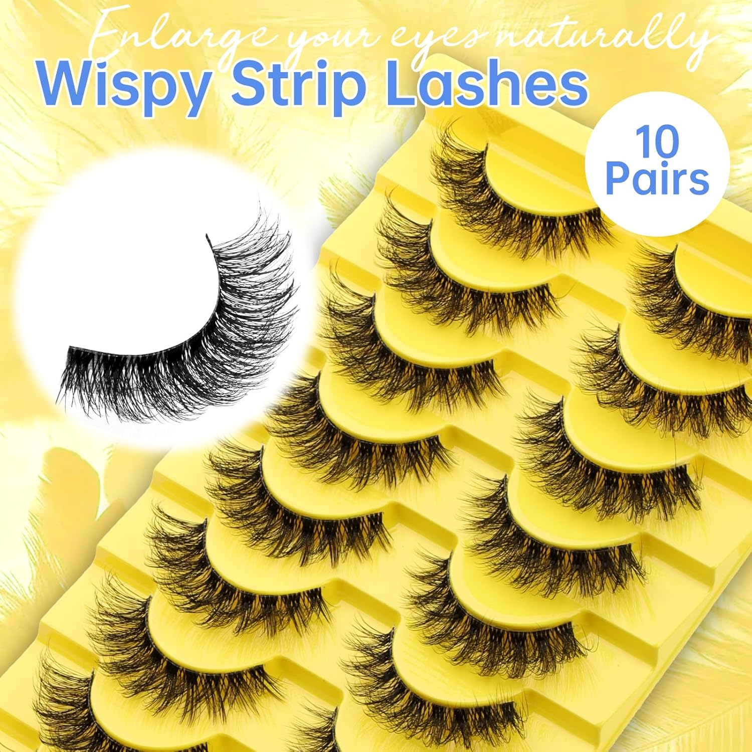 GEMERRY Natural Lashes Wispy Strip Eyelashes Classic Look False Eye Lashes Eyelash Fake Soft Fluffy Lash 10 Pairs(Lz-201) image number 5