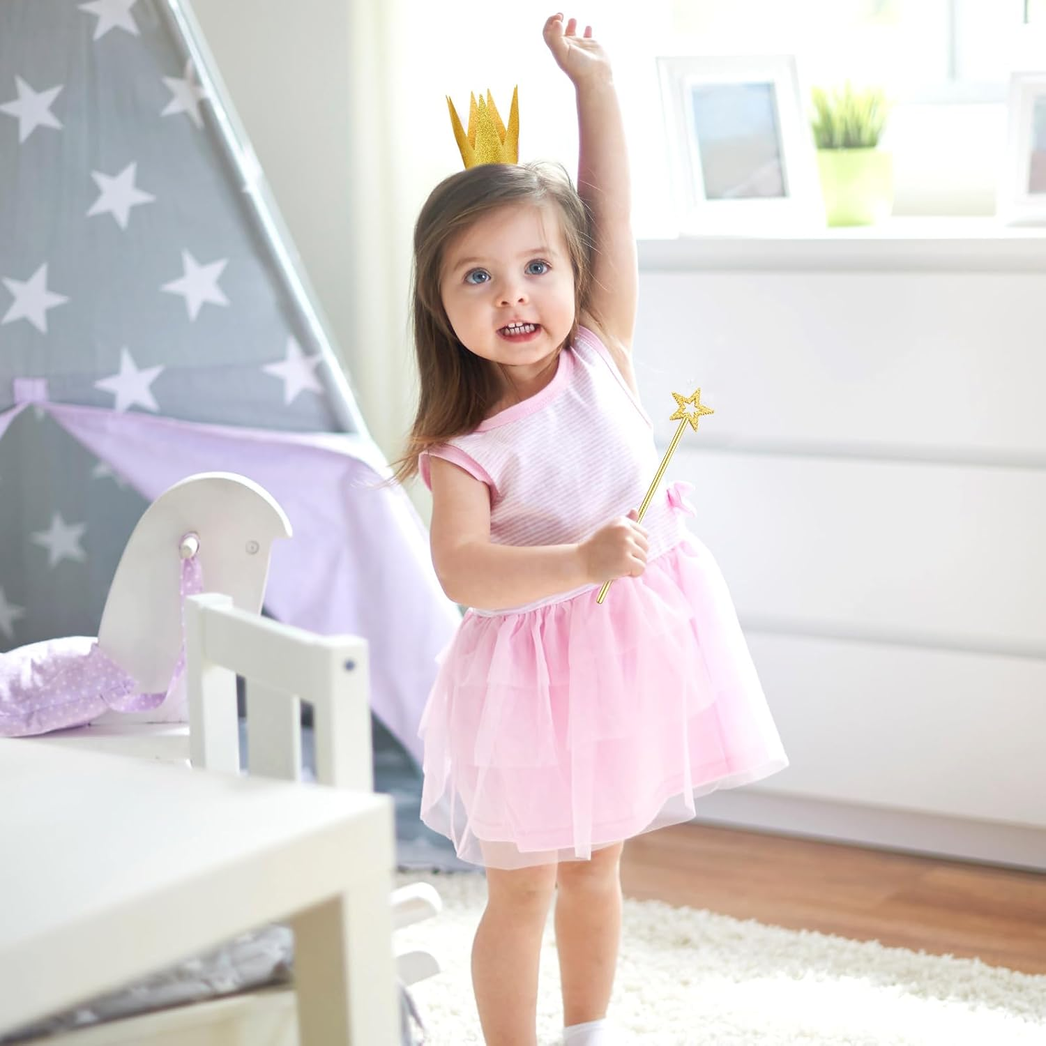 ZCYSRLQIN Gold Star Wand Fairy Wand and Gold Birthday Crown image number 6