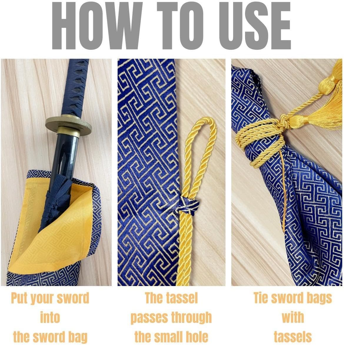 2Pcs Sword Bag 51Inch Synthetic Silk Katana Bag Sword Cover Carrying Case for Samurai Swords image number 1