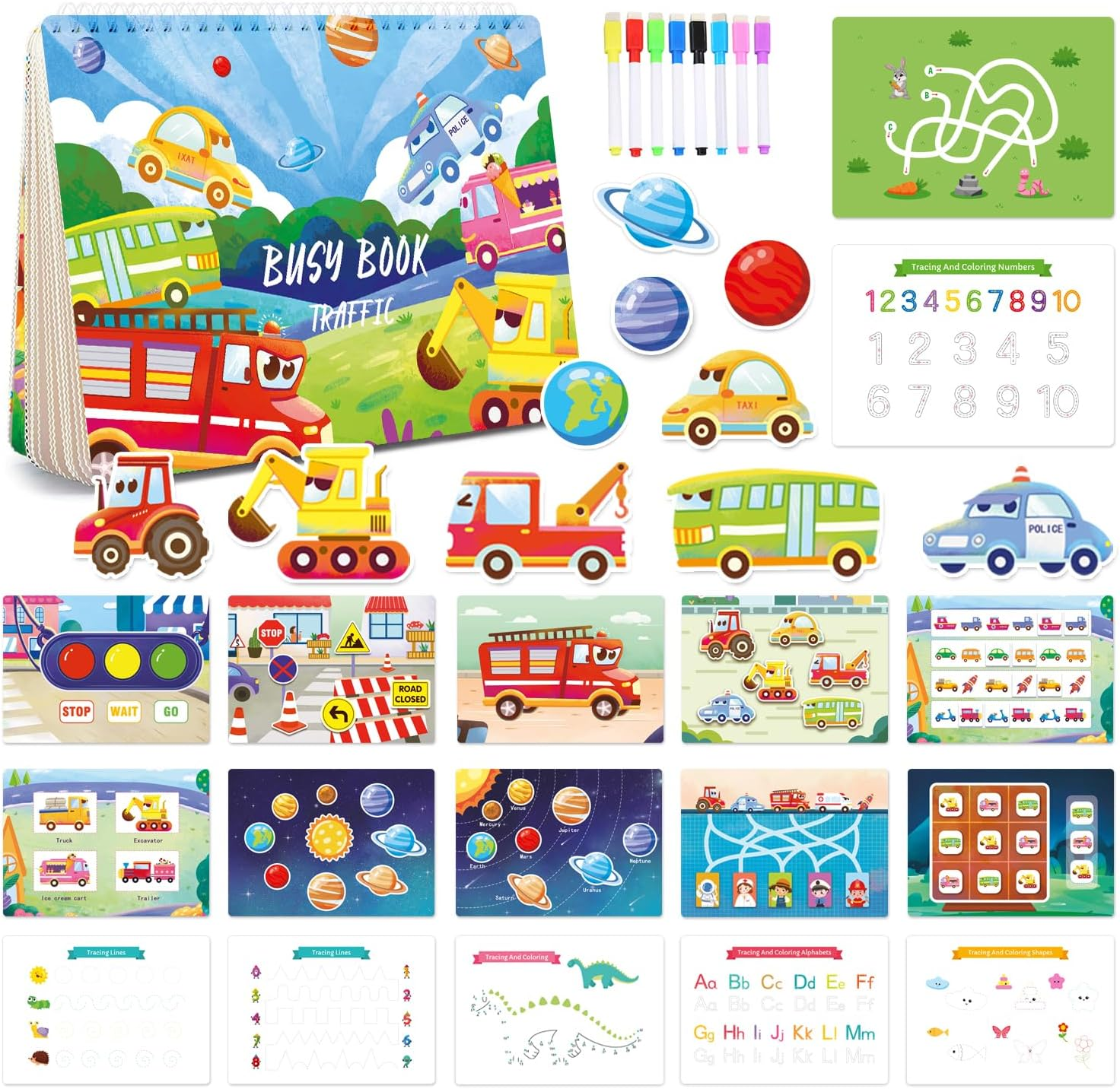 Busy Books for Toddlers 3-5,Dot Board for Toddlers Ages 3 and up - Sensory Toys Autism Kids 5-7- Autism Sensory - Kindergarten Educational Toys, Ages 3-4 4-8 5-7（Dinosaur）