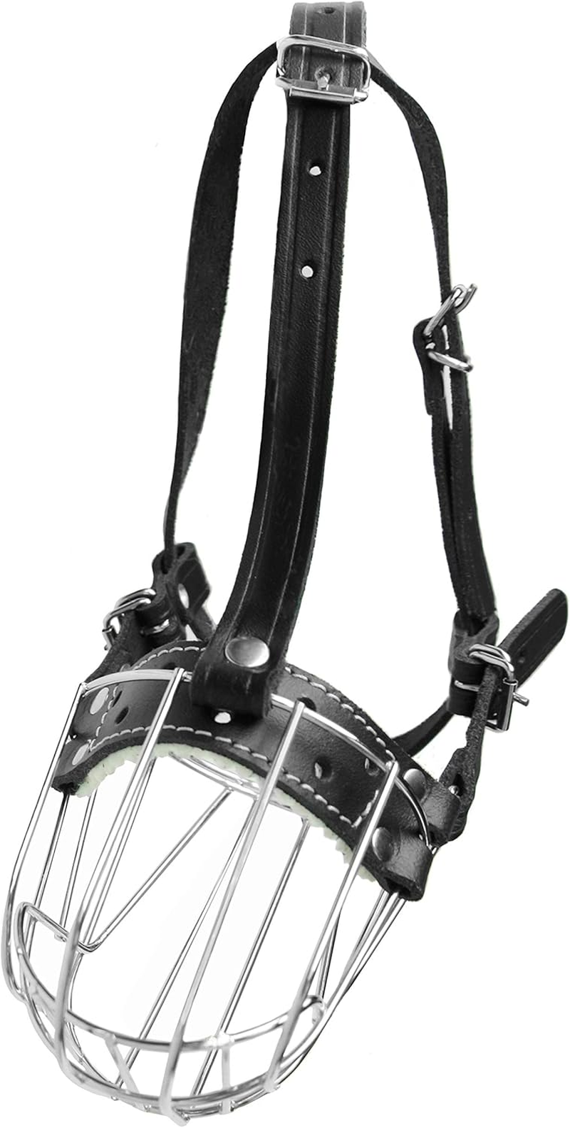 Petristor №3 Dog Chrome Metal Muzzles Wire Basket Adjustable Leather Straps image number 3