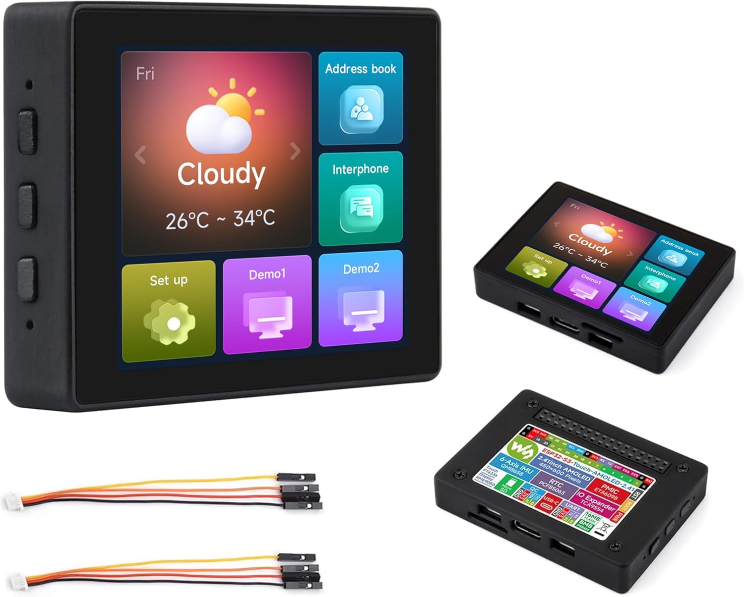 ESP32-S3 2.41Inch AMOLED Capacitive Touch Display Development Board, 600X450 Resolution 16.7M Colors, 32-Bit LX7 Dual-Core Processor, Support Wi-Fi and Bluetooth 5, Rich Interfaces (With Case) image number 4