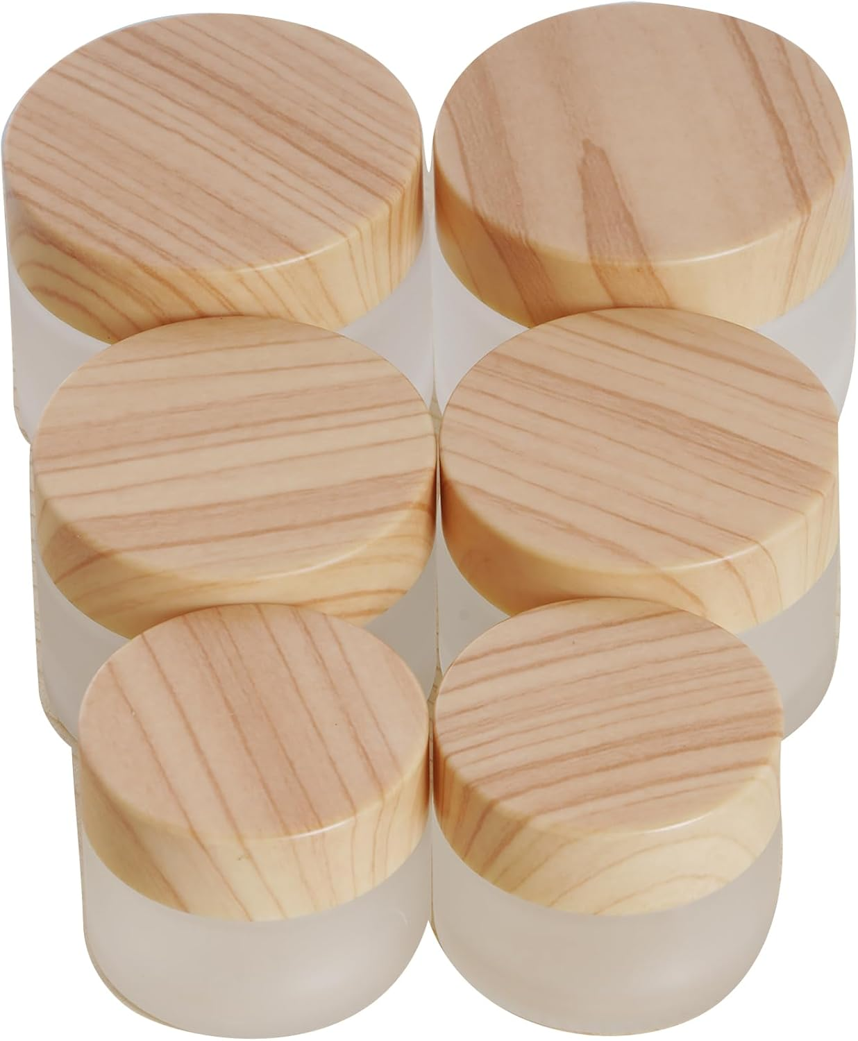 OJIOUI 6Pcs Glass Cosmetic Container Refillable Cosmetic Jar Frosted Glass Cream Container with Leak-Proof Lid Small Empty Sample Jar for Makeup Lotion Eye Creams Scrub Cream (Clear, 15Ml,30Ml,50Ml)