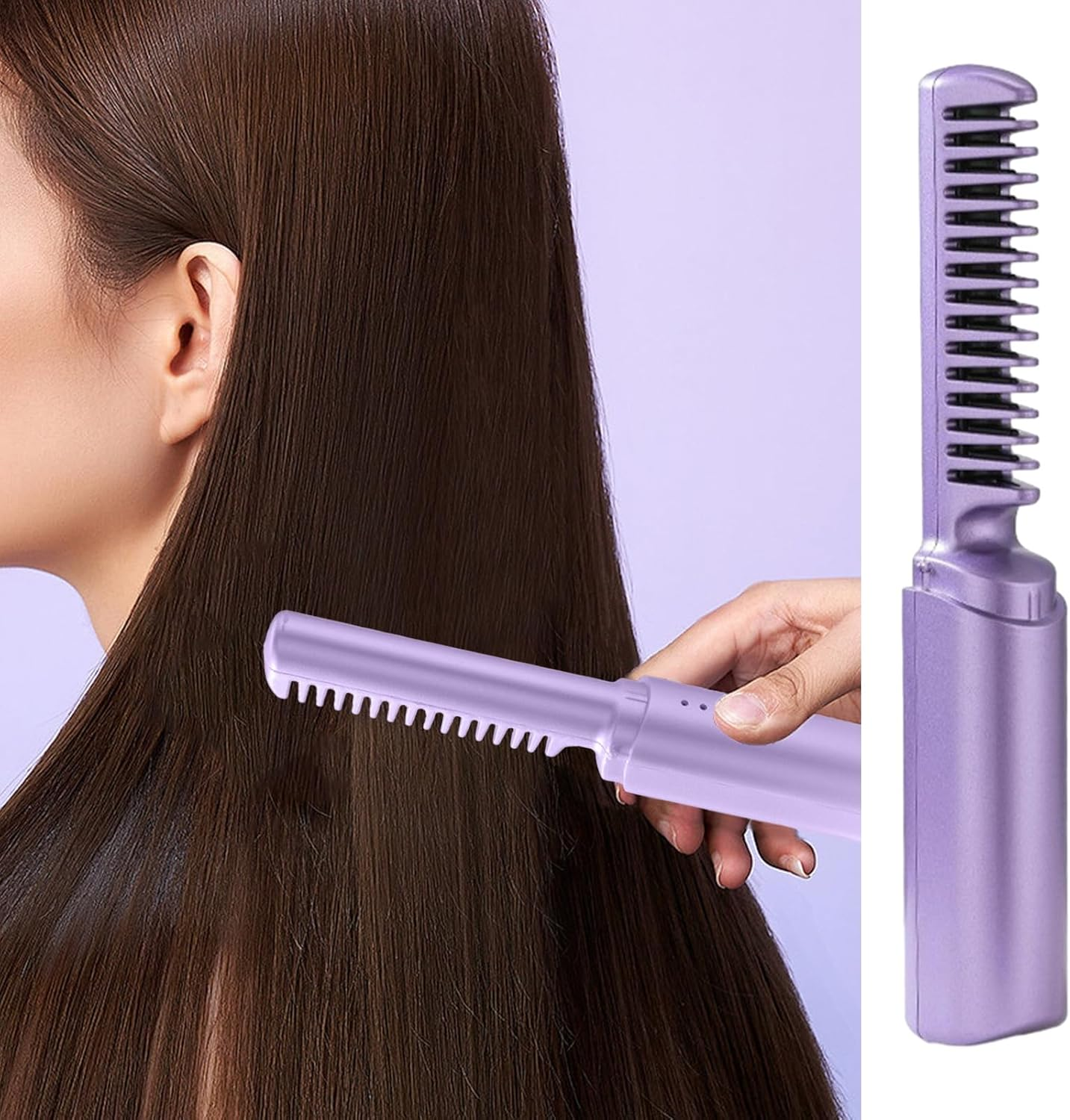 Pack of 2 Hair Straightener Brush, 2-In-1 Electric Comb Hair Straightener Straightener Brush with Ion Technology, Straightener Comb for Wet and Dry Hair for Travel and Home Use image number 6