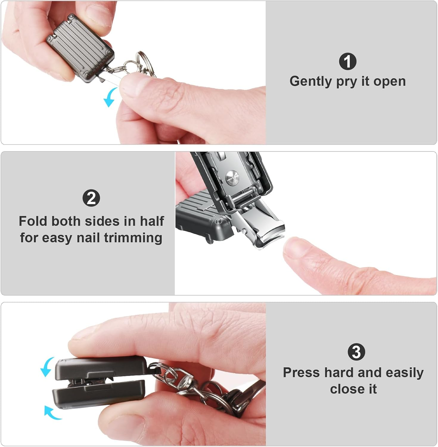 ABLY Portable Foldable Travel Nail Clipper, Stainless Steel Splash Proof Design, Mini Nail Trimmer Ideal for Home and Outdoor Activities (Black)