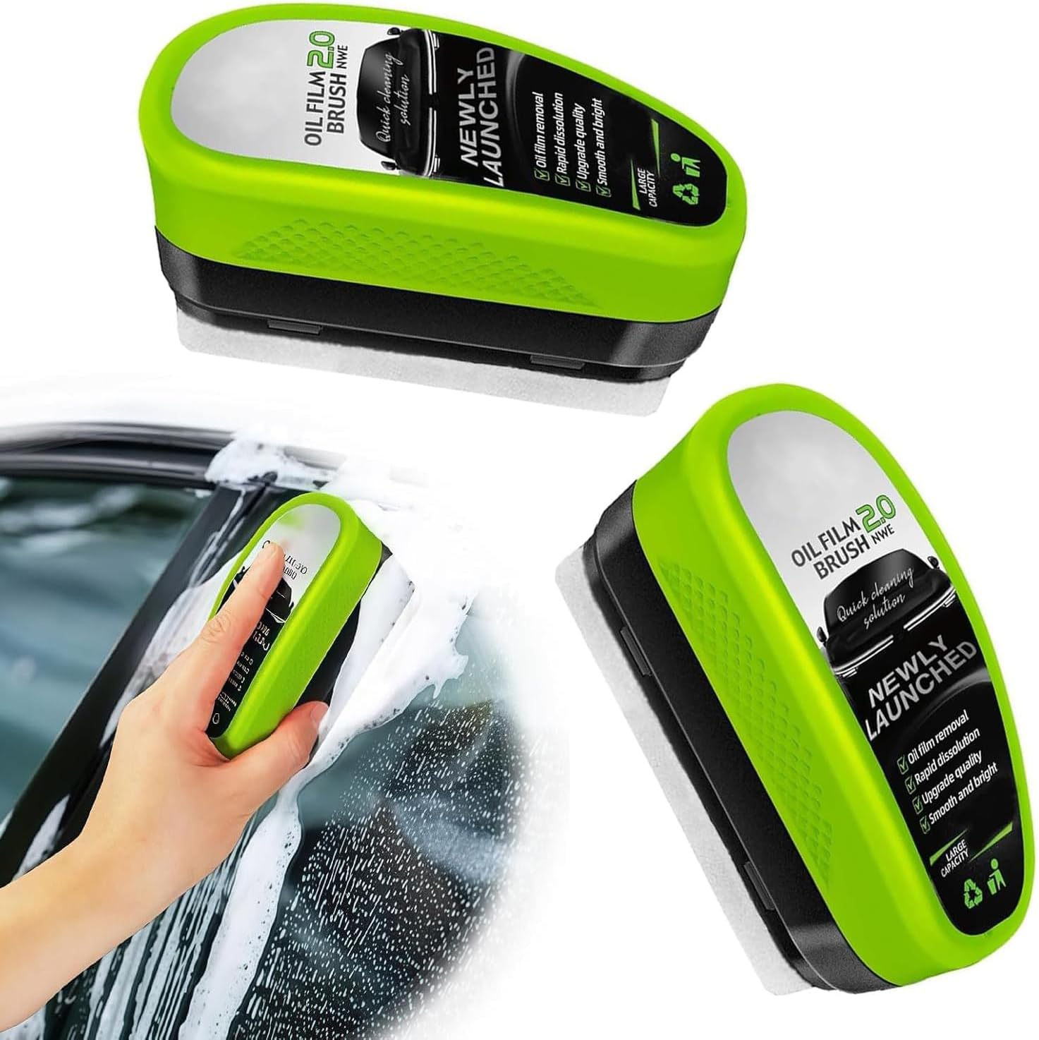 2Pcs Car Oil Film Cleaning Brush, Automotive Interior Detailing Tool, Glass Cleaner