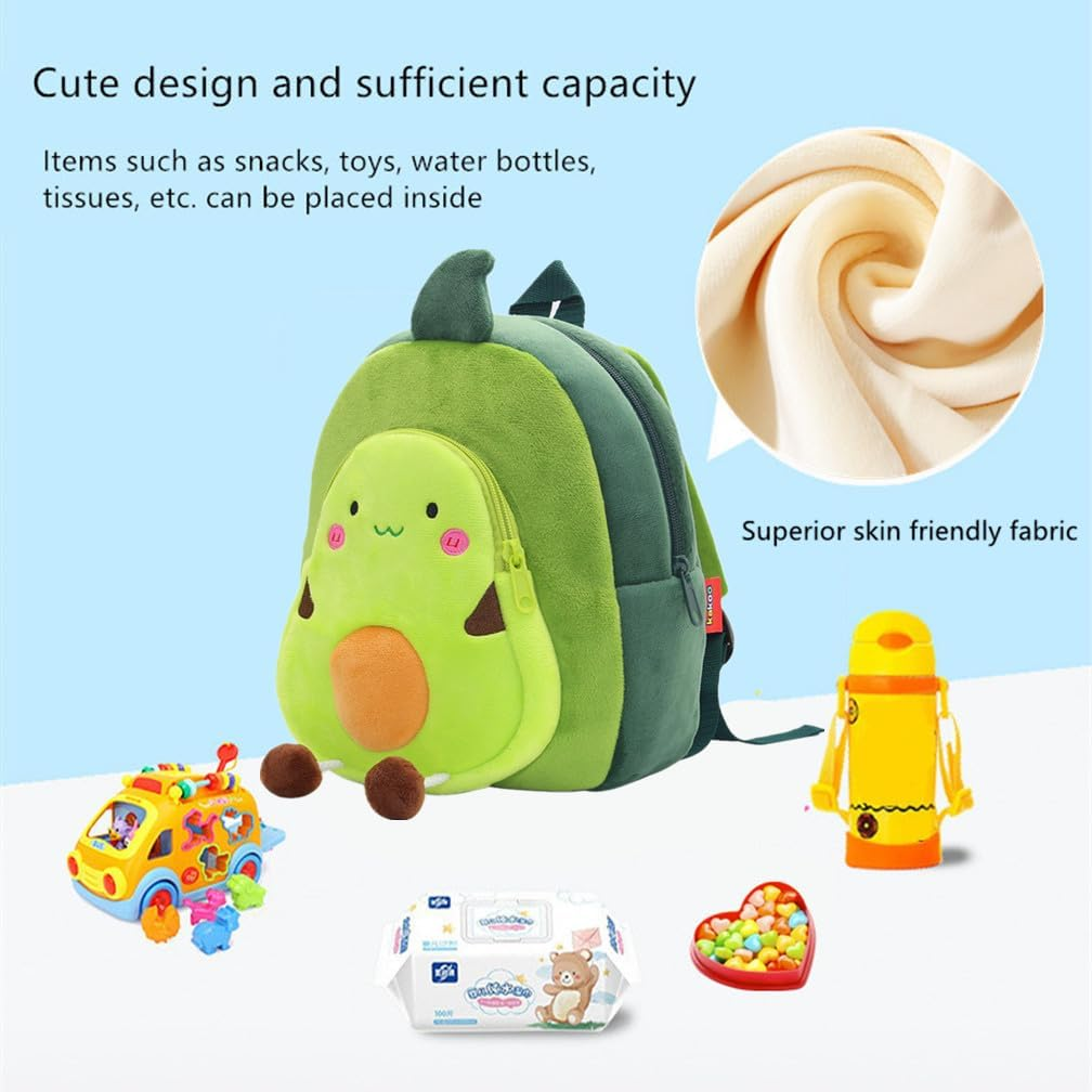 Yvechus Toddler Backpack Zoo Plush Mini Daypack Animal Cartoon Travel Bag for Baby Girl Boy - Avocado image number 5