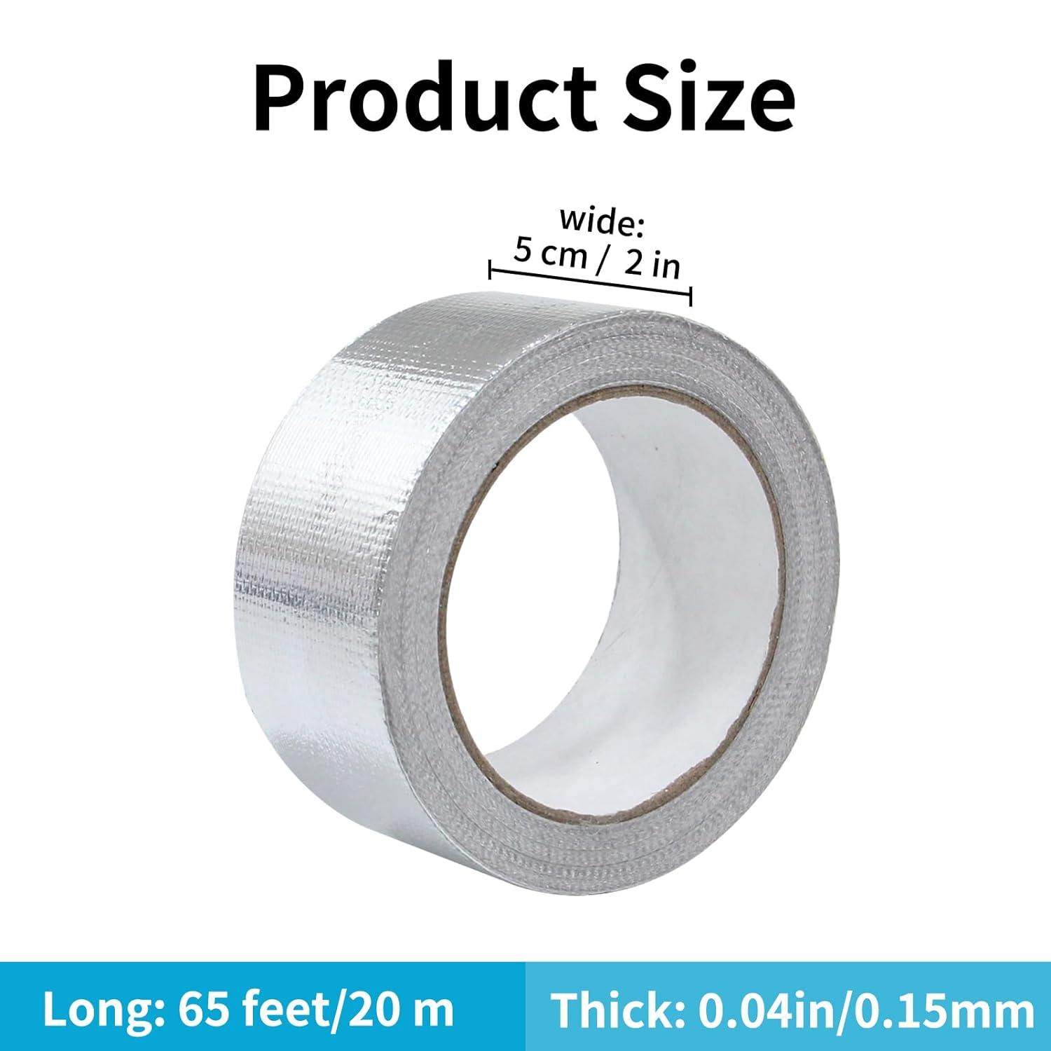 2 Roll Tape Premium Aluminum Foil Tape, Silver Adhesive Tape, Heat Shield Pipe Insulation Tape, Aluminum Repair Air Duct Tape,Heat Resistant Fibreglass Exhaust Duct Tape, for Sealing Dryer Vent image number 4