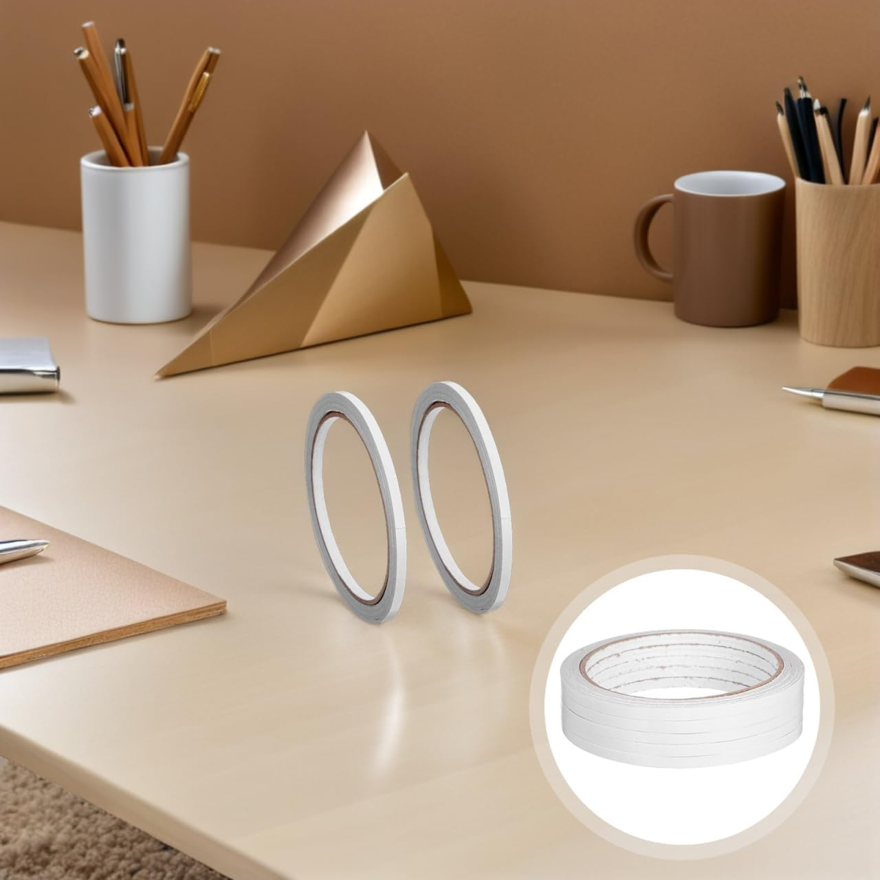 Mobestech 5Pcs 5Mm Wide Double-Sided Adhesive Tape White 12M Length Hot Melt Adhesive for Photography image number 3