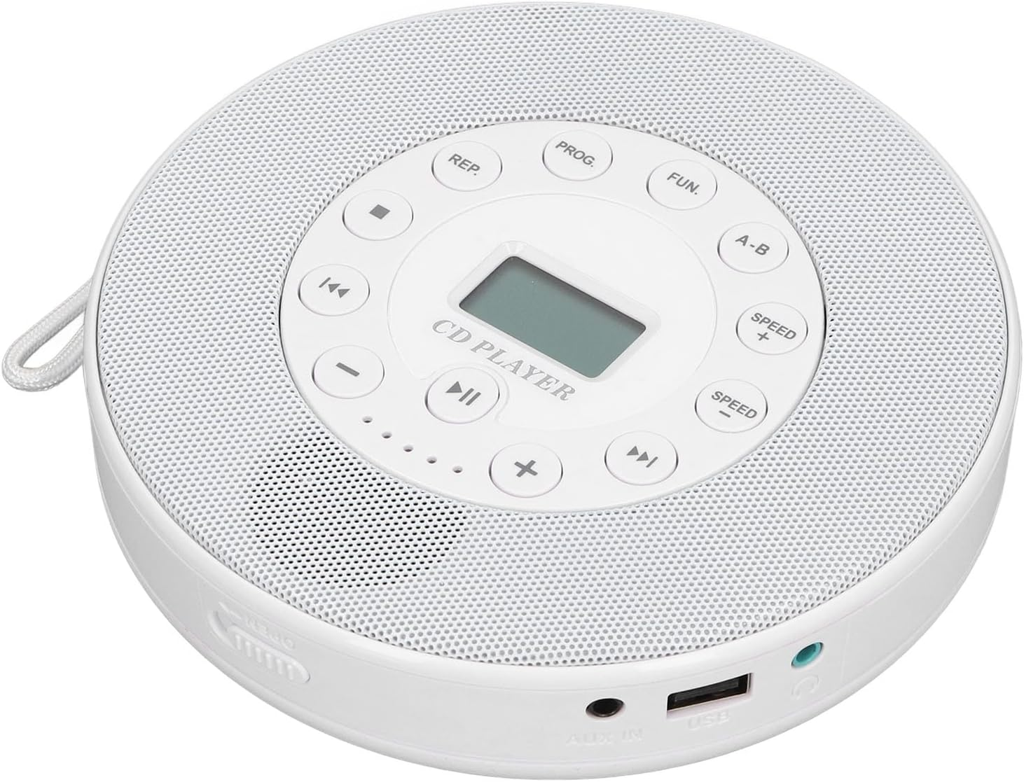 CD Player Portable, 1500Mah Rechargeable CD Player with Charging Cable and Sound Cable, Compact anti Skip Shockproof CD Player for CD CD RW MP3 (White without BT) image number 6