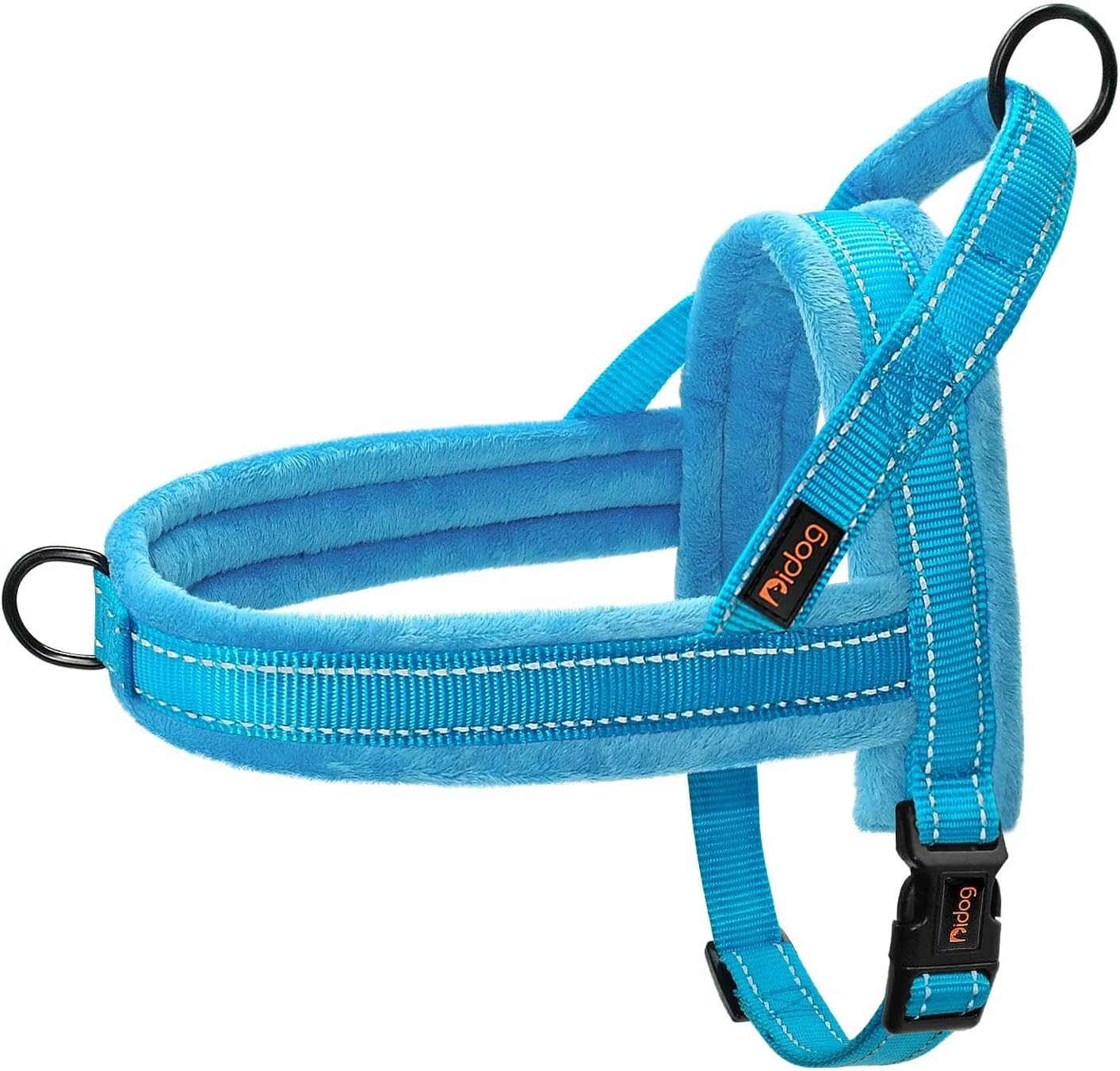 Didog Soft Flannel Padded Dog Vest Harness, Escape Proof/Quick Fit Reflective Dog Strap Harness,Easy for Training Walking,Blue S Size