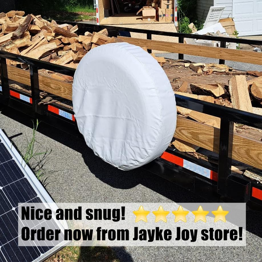 White Spare Tire Cover, Wheel Cover PVC Leather Waterproof Dust-Proof Universal Fit for Jeep, Trailer, RV, SUV and Camper (16 Inch) image number 3