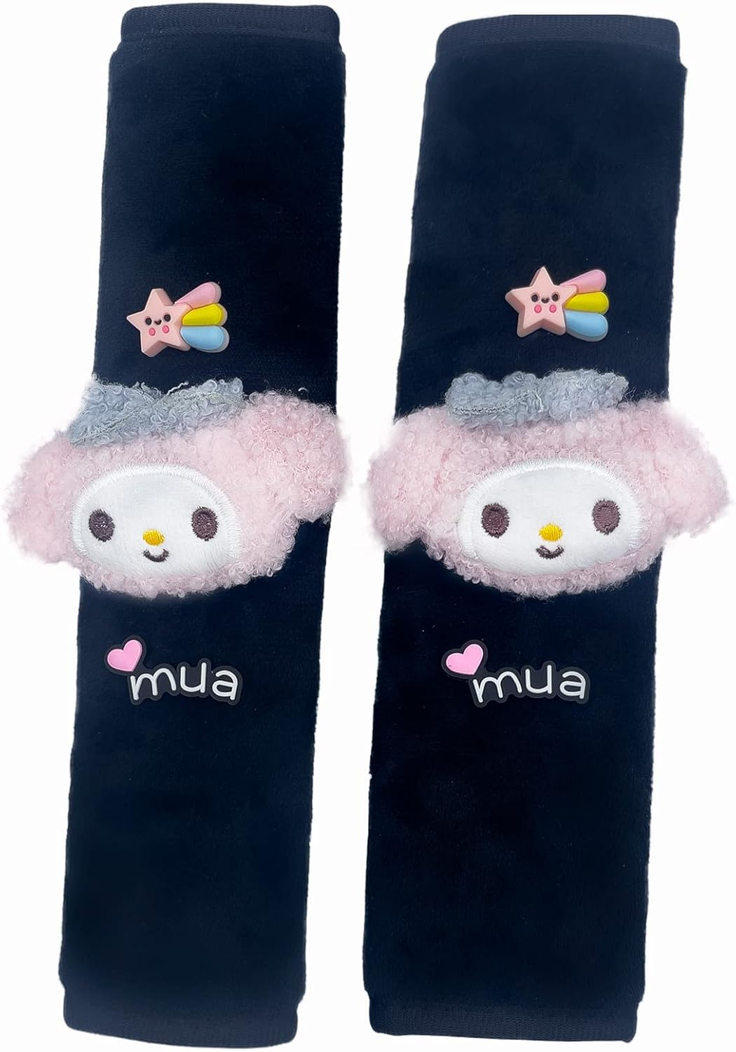 Kawaii Car Seat Belt Strap Cover, Cute 2 Pieces Set Anime Seat Strap Neck Protector Car Decorations for Women