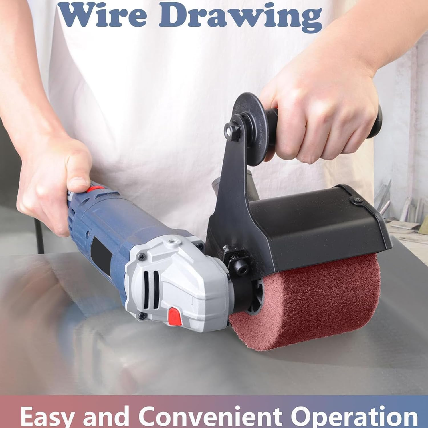 Burnishing Polishing Machine, Lightweight Design, Soft Handle, Sturdy and Durable, Compact and Portable, Wide Application, with 2 Brushing Wheels, for Wood, Metal image number 4