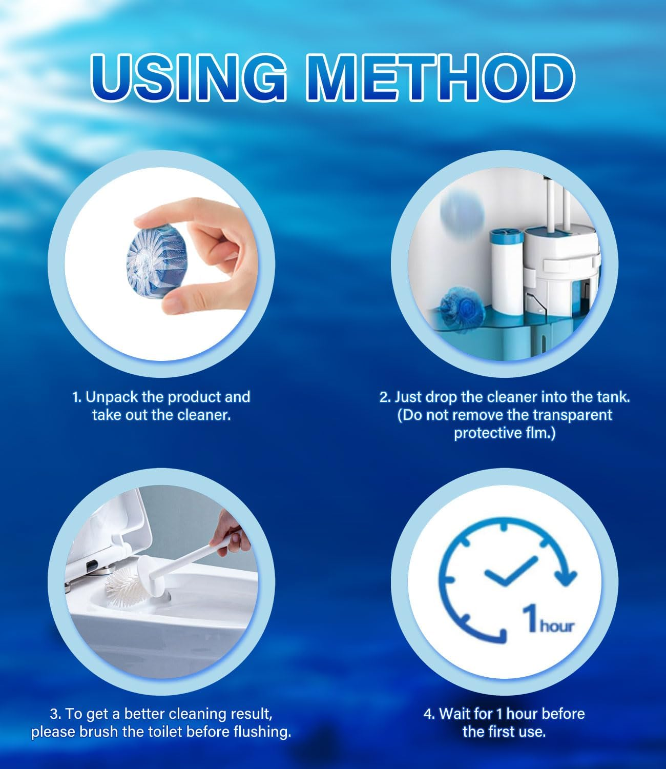 Shanghigh Toilet Bowl Cleaner Tablets - 30 PCS Household Automatic Toilet Tank Cleaners Tablet Deodorizers, Slow-Release Deodorizing & Descaling, Powerful Bathroom Toilet Cleaning Block Tool image number 5