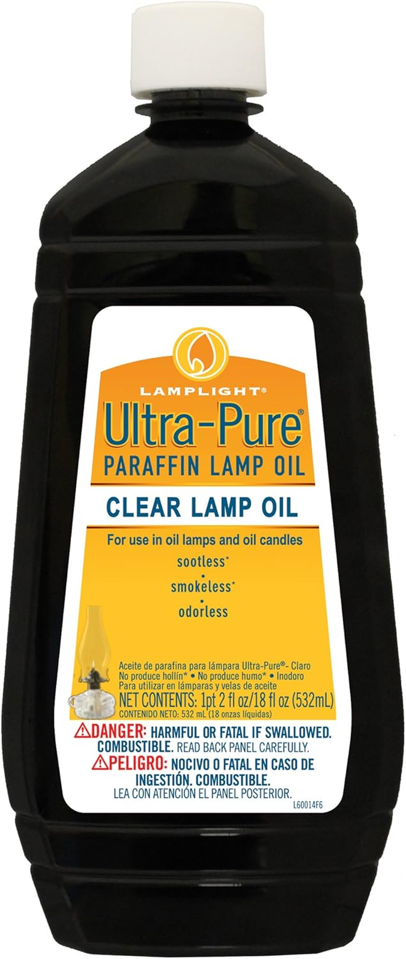 Lamplight 18 Oz. Ultra-Pure Lamp Oil - Liquid Paraffin Oil for Indoor Use, Sootless, Smokeless and Odorless, Clear, Emergency Kit 60014