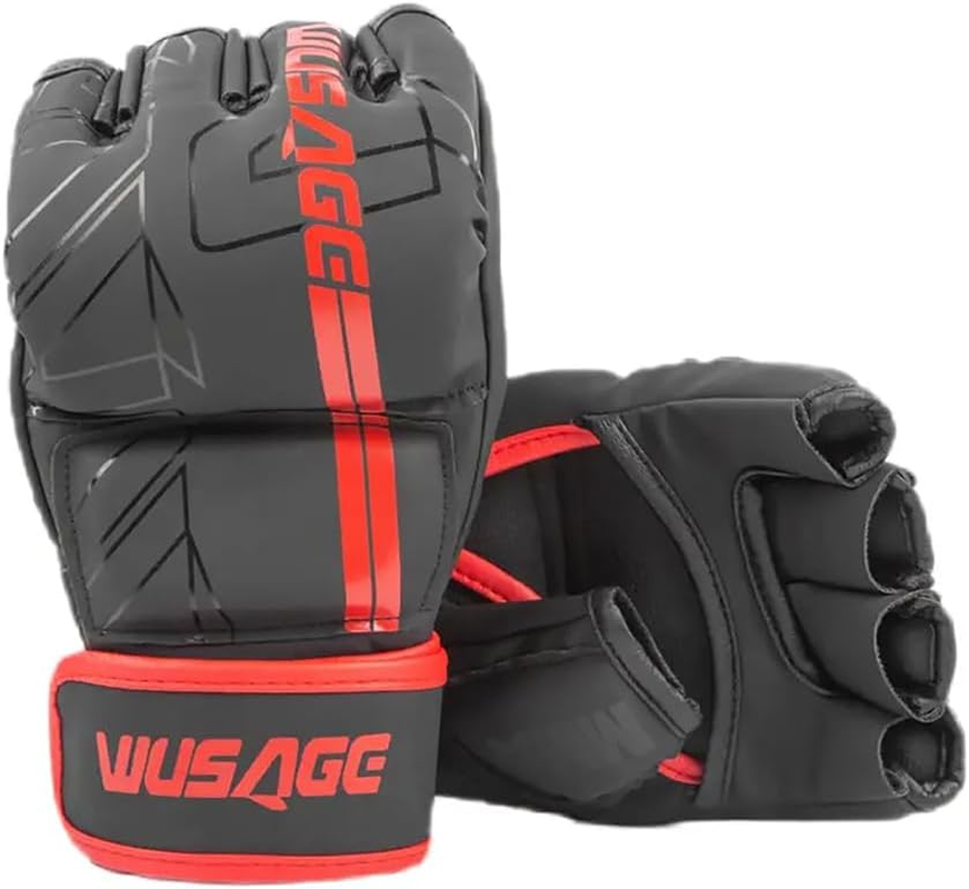 MMA Gloves, Open Palm Martial Arts Grappling Mitts with Long Wrist Grip, Martial Arts Mitts Sparring Men Thai Cage for Sparring, Punching Bag, Kickboxing, Karate Combat and Training image number 3