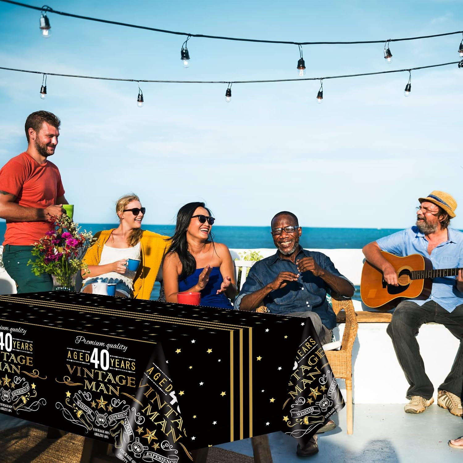 Gisgfim 3Pcs Vintage 40Th Tablecloth Table Cloth Party Supplies Back in 1983 Birthday Plastic Cover Cheers to 40 Years Decorations for Black Gold Outdoor Indoor 105 X 54 Inch