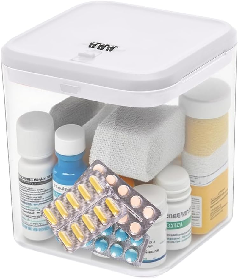 Lockable Storage Box,Medicine Lock Box Travel Case,Refrigerator Bin Container for Food,Medicines,Snacks,Locking Mobile Cell Phone Smart Device Jail,Small Lockbox for Office,Home,School (White) image number 6