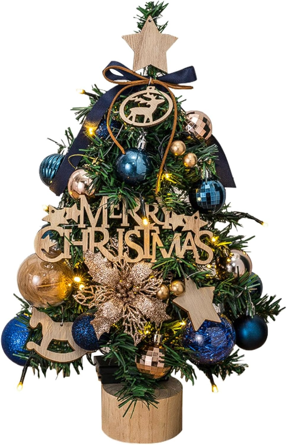 Light up Christmas Tree Decorations | Holiday Ornament | Christmas Tree Tabletop Holiday Tree with Star Topper for Fireplace 18 Inches