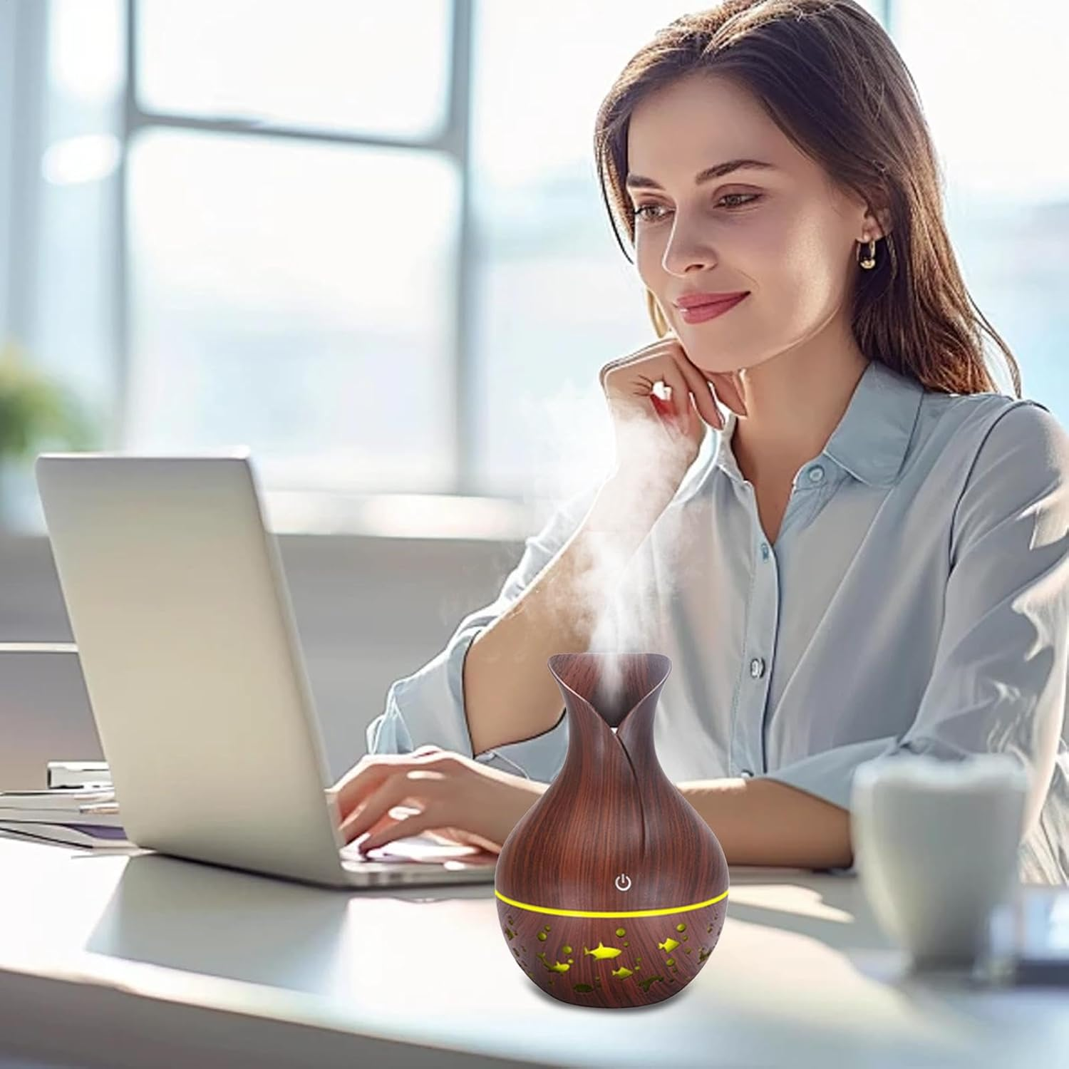 Desk Humidifier, Travel Humidifier | Desk Humidifier with Tilt, Oil Diffuser with Cute USB Design - Portable Humidifier, Oil Diffuser for Women, Ho image number 2