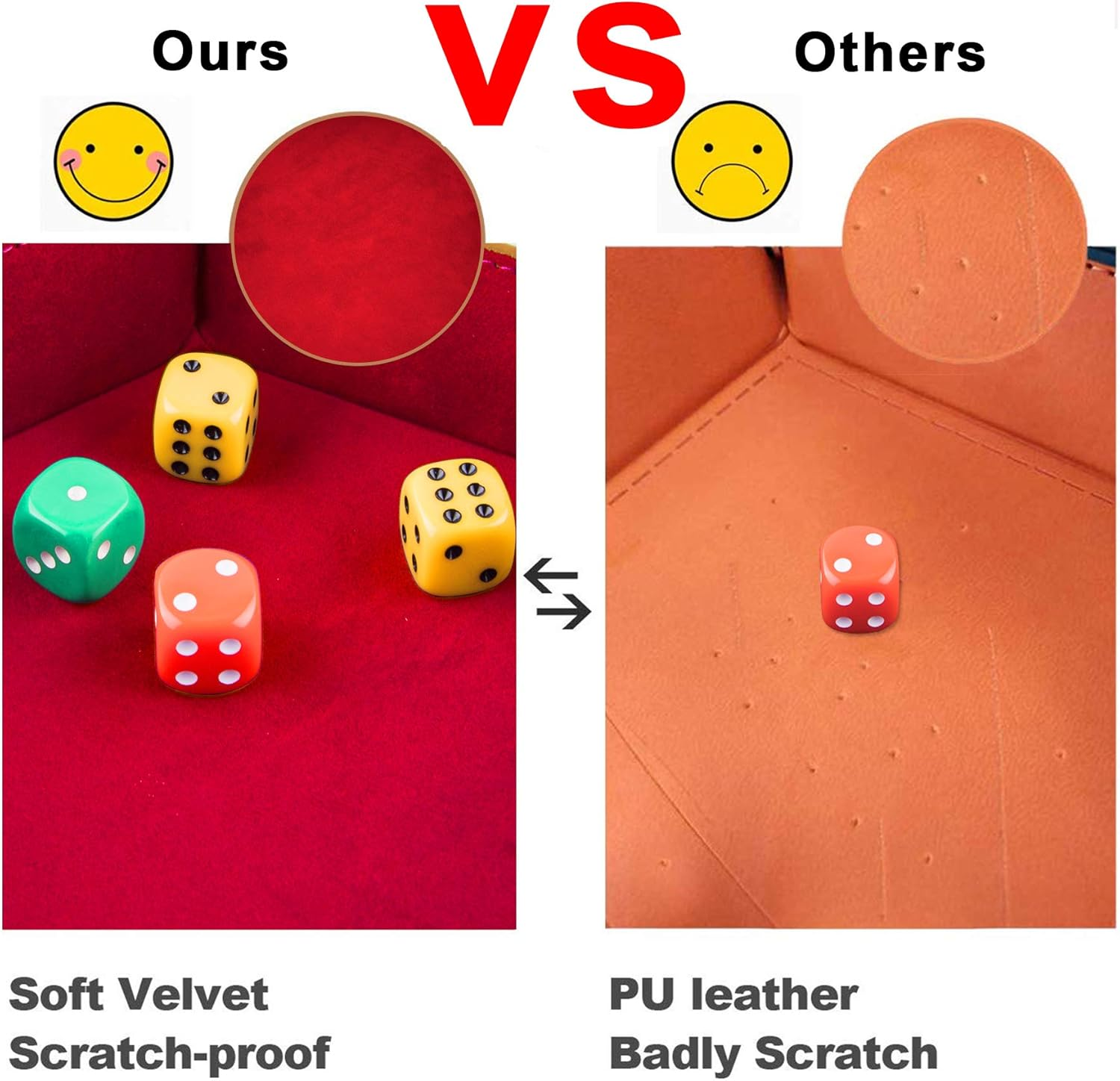 SIQUK 2 Pieces Dice Tray PU Leather Dice Folding Hexagon Tray Dice Holder for Dice Games like RPG, DND and Other Table Games (Red and Royal Blue) image number 6