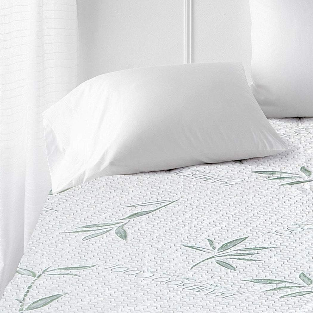 Dreamz Cooling Bamboo Mattress Protector, Pillowtop Fully Fitted Breathable Waterproof, Bedding Quilted Sheet Bed Cover, Mattress Cover Hypoallergenic, Machine Washable, 40Cm Fitted Skirt (Queen) image number 2