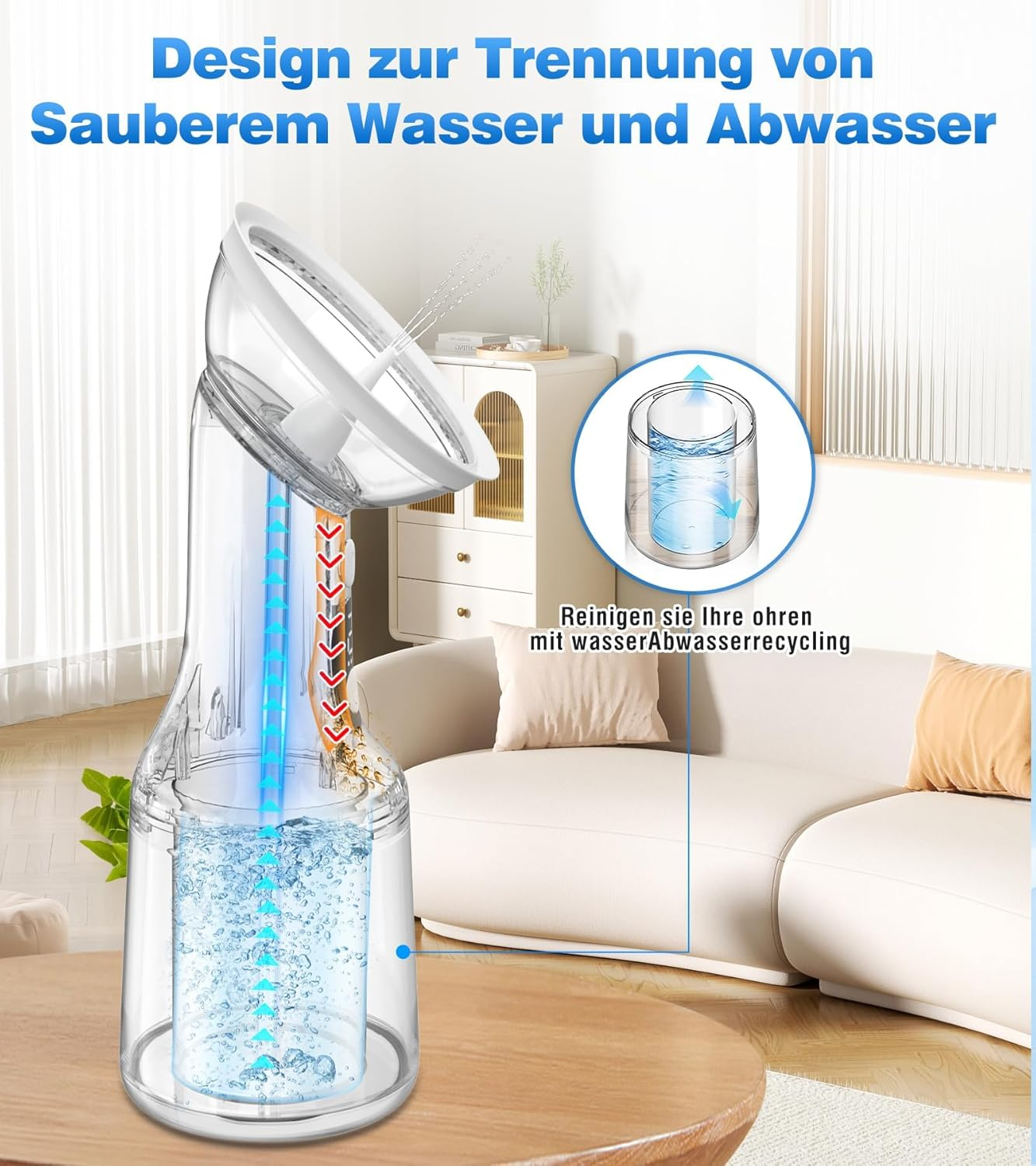 Upgraded Ear Cleaner Ear Wax Removal with One-Piece Waste Tank, 4 Pressure Modes, IPX7 Waterproof Ear Irrigation System with 8 Nozzles, Ear Flushing Cleaning Tool for Kids, Adults, Home Use image number 1