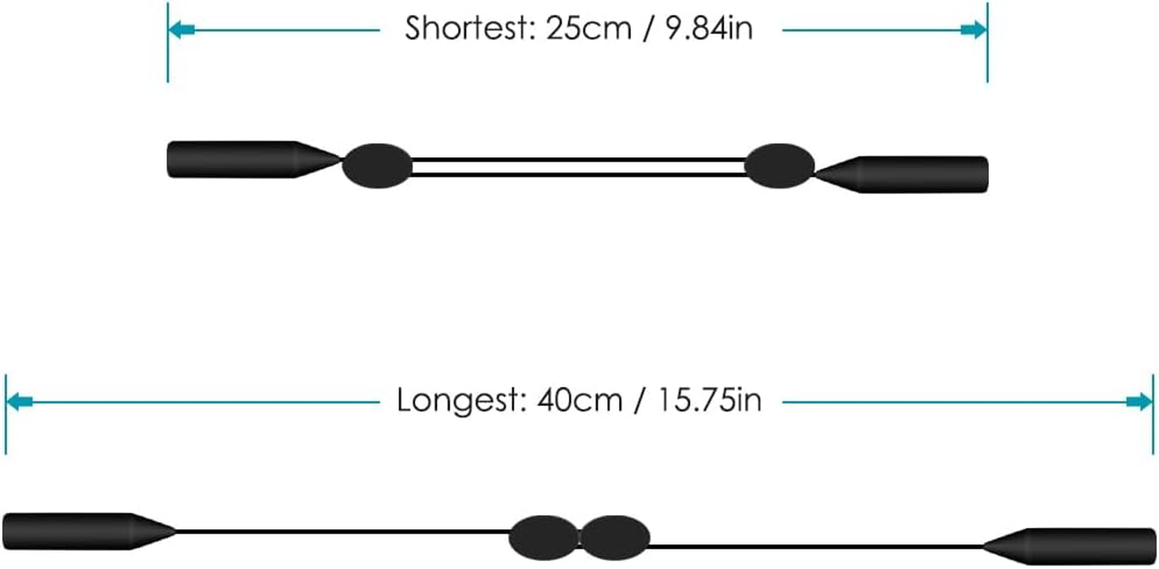 2Pack Adjustable Eyewear Retainer, Maxin 16 Inches No Tail Sunglass Straps, Sunglasses Holder,Sunglasses Retainer (Black) image number 6