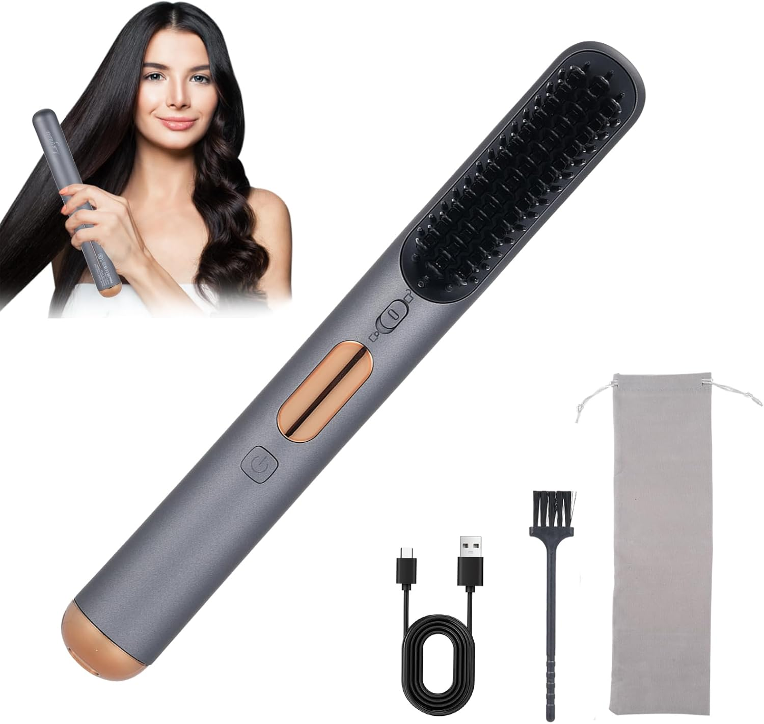 Electric Hair Straightening Brush Rechargeable Hair Straightener image number 3
