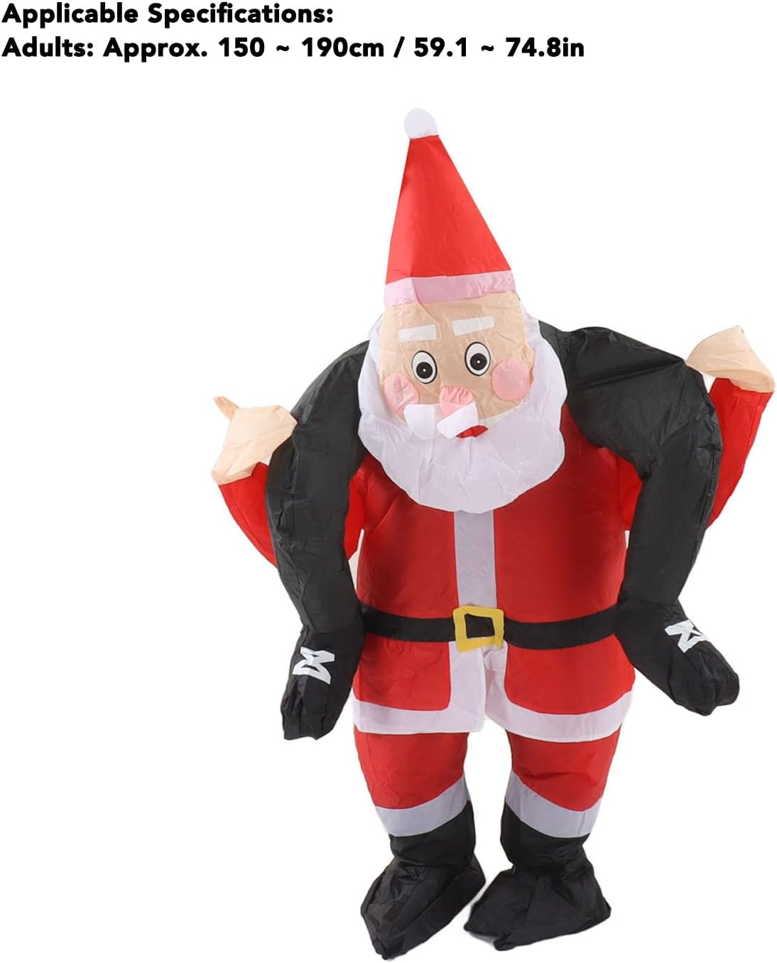 Santa Costume, Inflatable Christmas Santa Claus Suit, Funny Blow up Christmas Costumes Suit, Unisex Adult Fancy Dress Costume for Christmas Halloween Cosplay, Santa Claus (Adult) image number 4