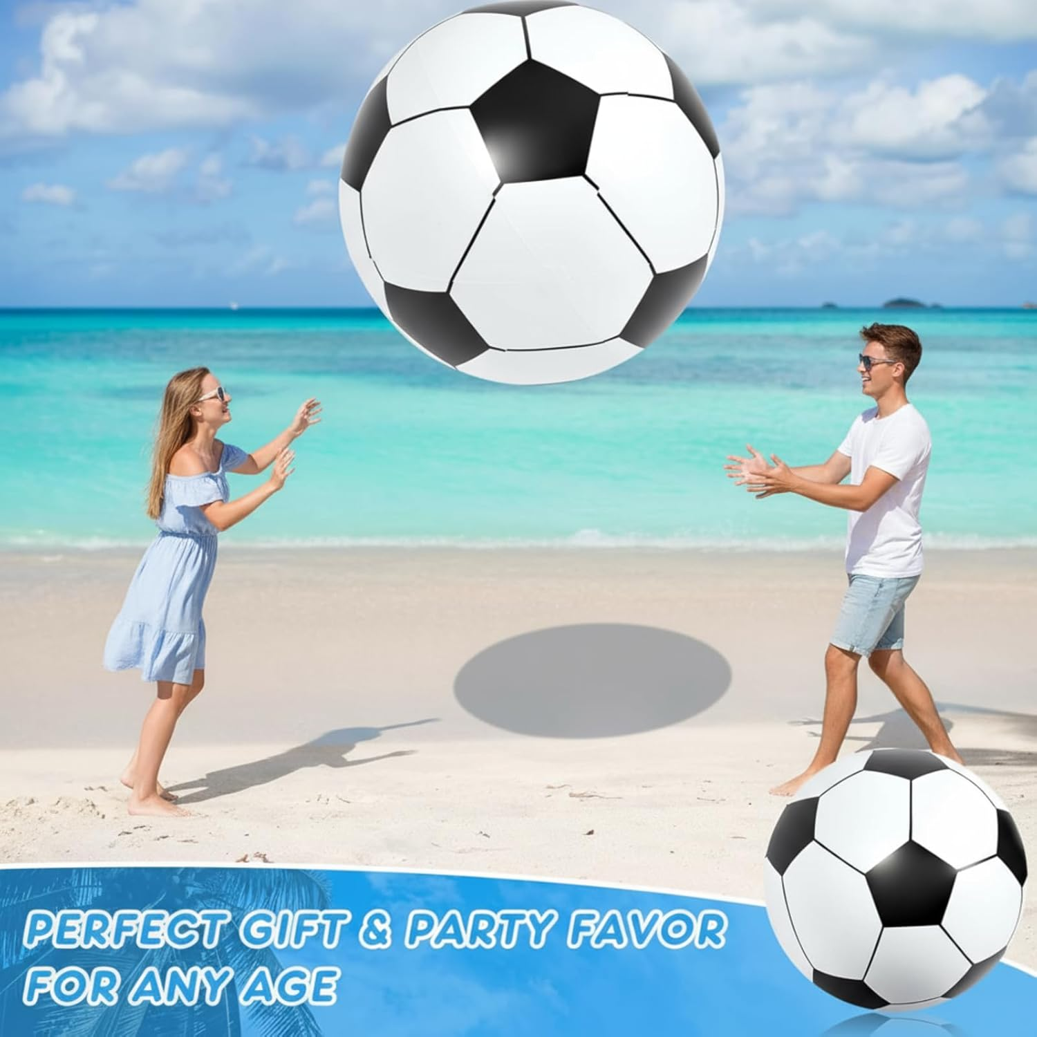 Lewtemi 27 Inch Large Inflatable Soccer Ball Giant Soccer Ball Inflatable Large Soccer Beach Ball Giant Inflatable Balls Inflatable Sports Balls for Outdoor Game Pool Decoration Toys image number 4