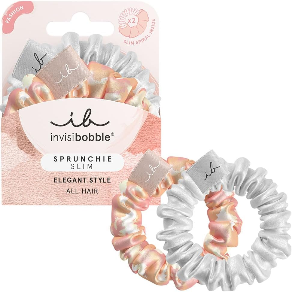 Invisibobble Scrunchie Purple & Bronze Slim the Snuggle Is Real, Silk Scrunchie with Spiral Hair Scrunchie, Fabric Hair Scrunchie with HAIRLOVETECH, Maximum Hold, Gentle, Timeless, for All Hair Types, Pack of 2