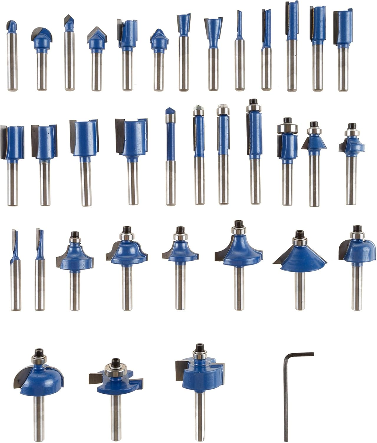 Stalwart 35-Piece Router Bits Set - Carbide Woodworking Tool Kit for Home Improvement - Includes Allen Wrench and Aluminum Carrying Case By image number 4
