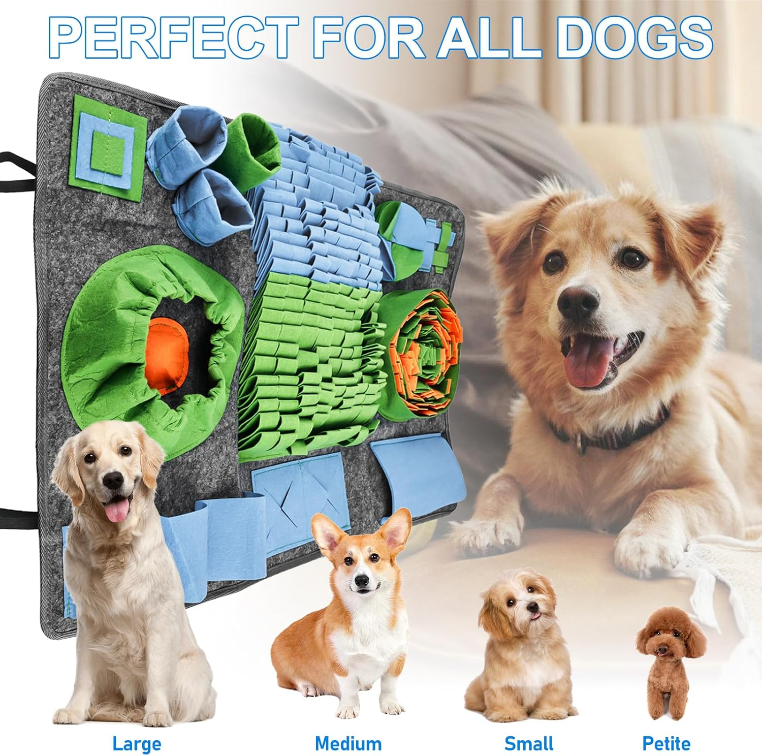 Molbory Sniffing Rug for Dogs, Large, Sniffing Mat for Dogs, Intelligence Toy, Sniffing Blanket, Non-Slip Pet Sniffing Rug, Intelligence Toy for Dogs, Cats, 75 X 50 Cm image number 2