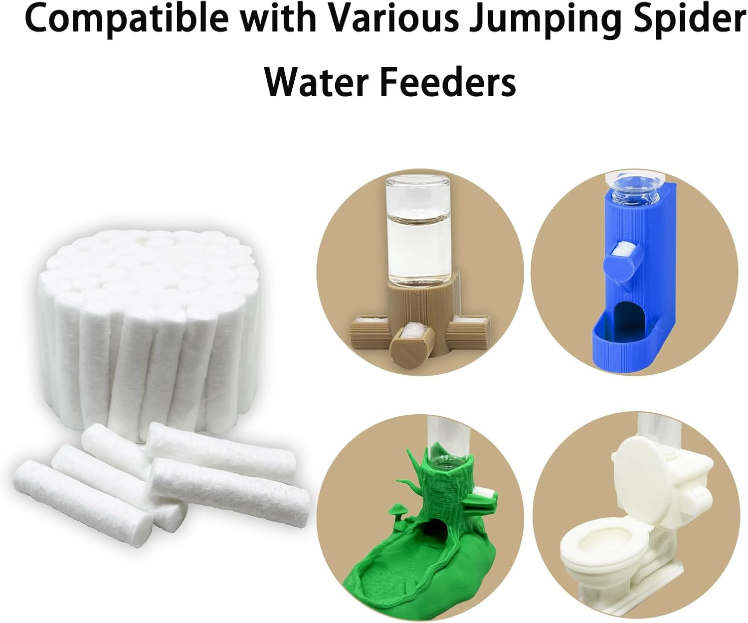 Jumping Spider Water Fountain Replacement Cotton Roll, Absorbent Cotton Swab (30 Pieces) image number 5