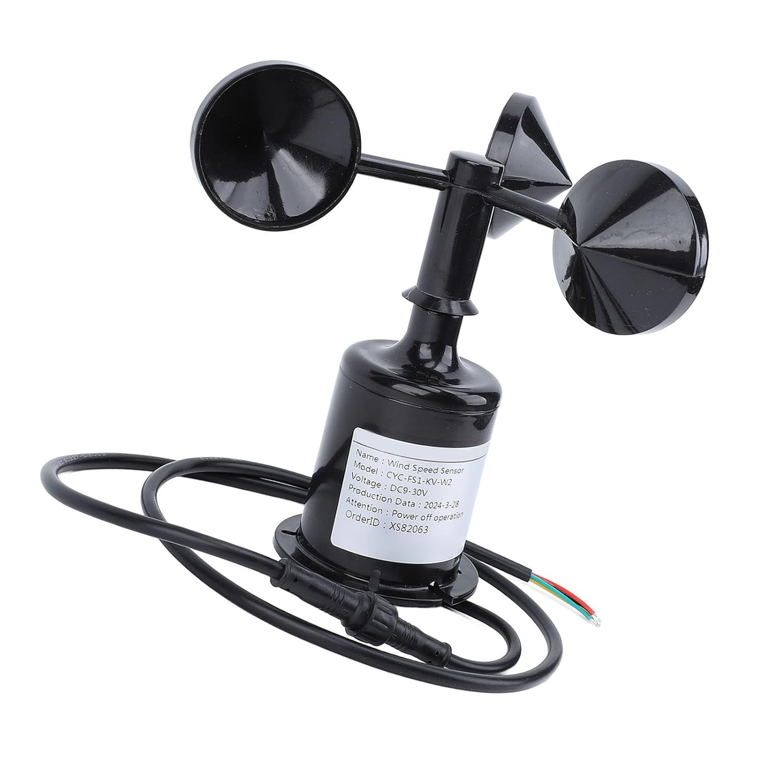Cryfokt Wind Speed Sensor Anemometer for Industry, Premium Material Wind Speed Monitoring Sensor for Meteorology Advertising Gates, ABS Material image number 4
